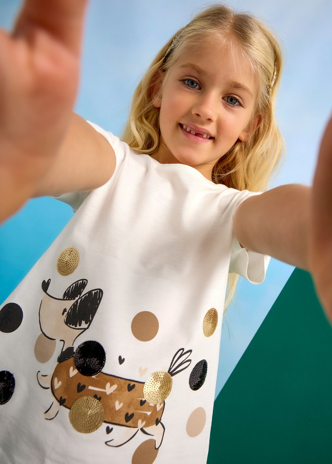 Set colanti si tricou caine fetita