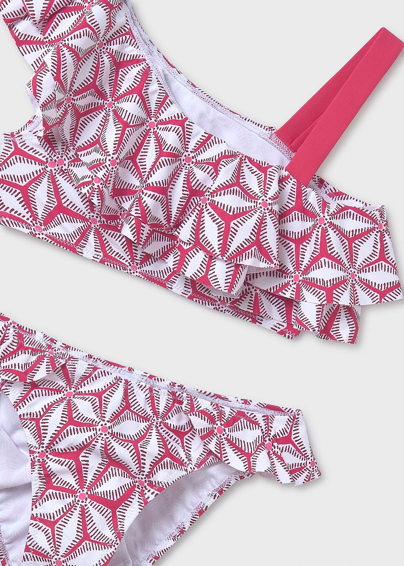 Bikini ze wzorem z falbanką dla dziewczynki