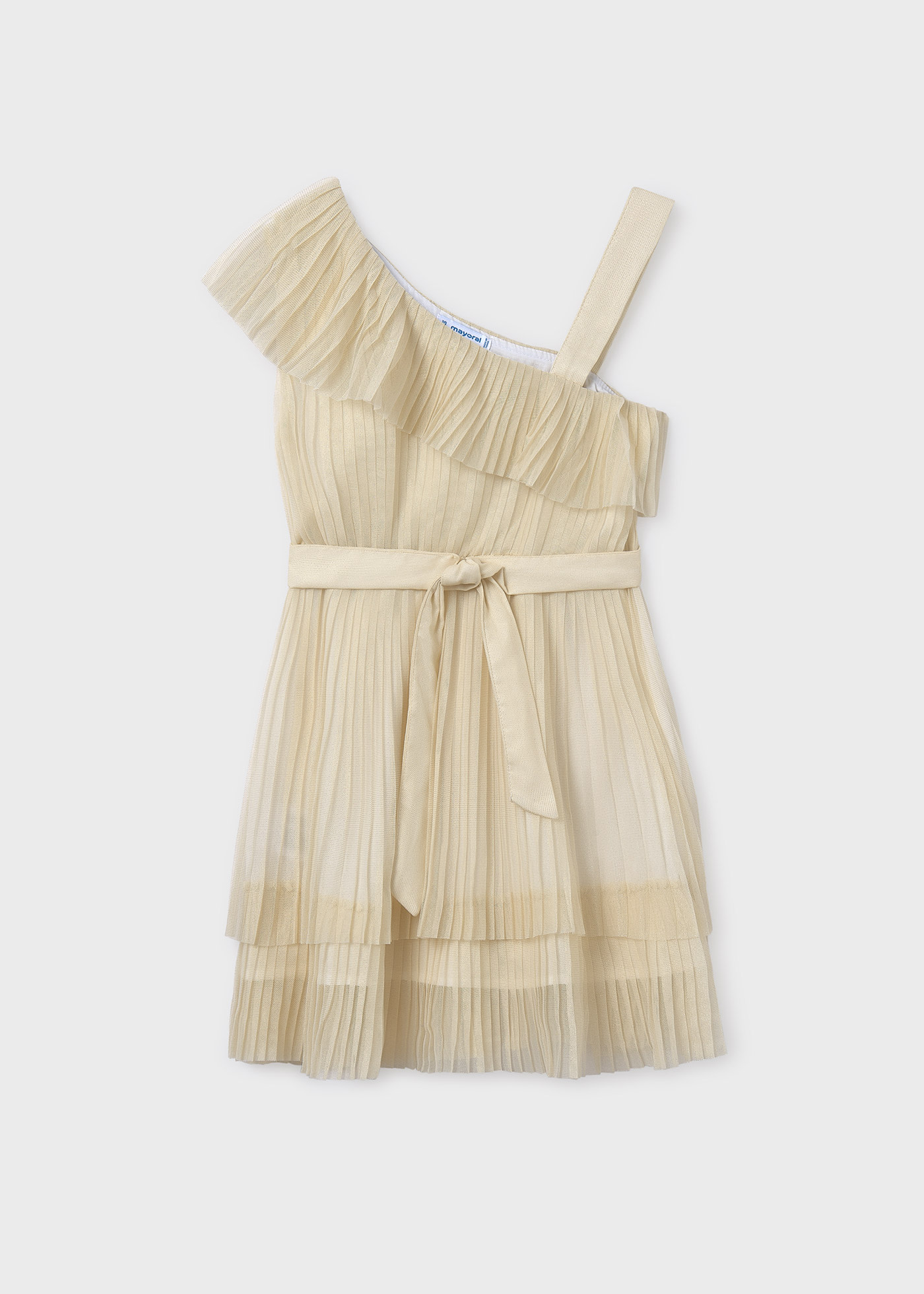 Girl asymmetric pleated dress