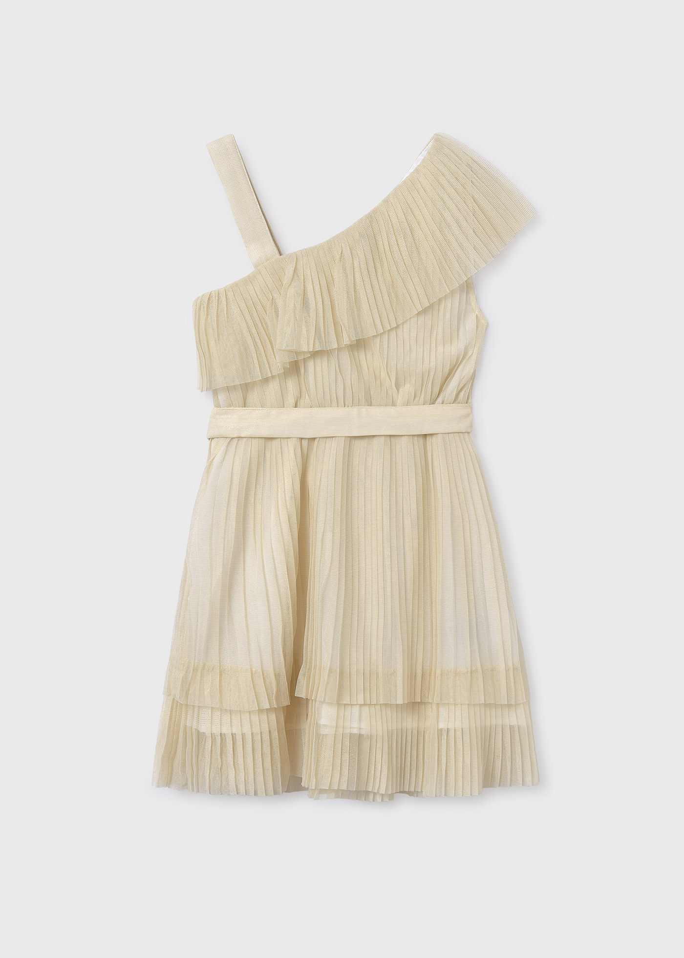 Girl asymmetric pleated dress