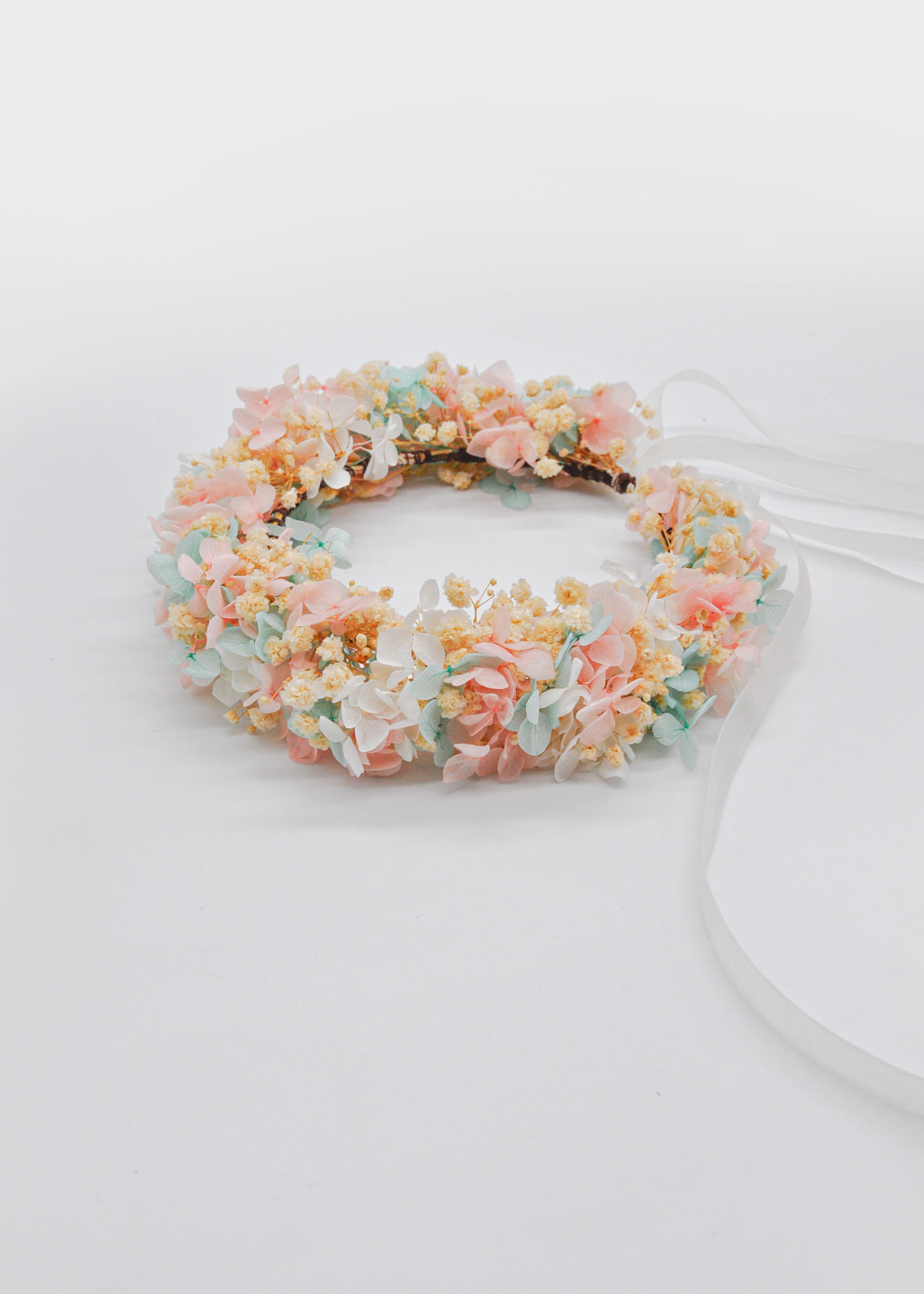 Couronne de communion avec fleurs conservées fille