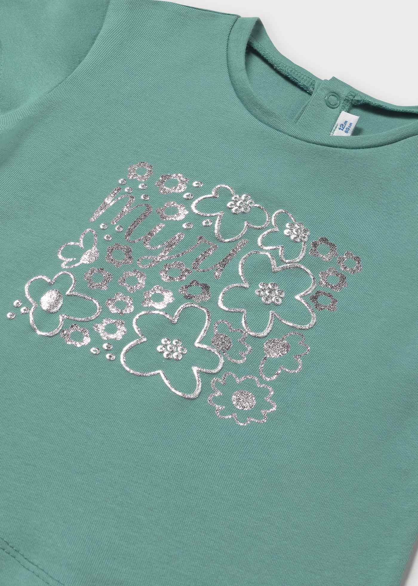 Baby basic t-shirt with metallic drawing