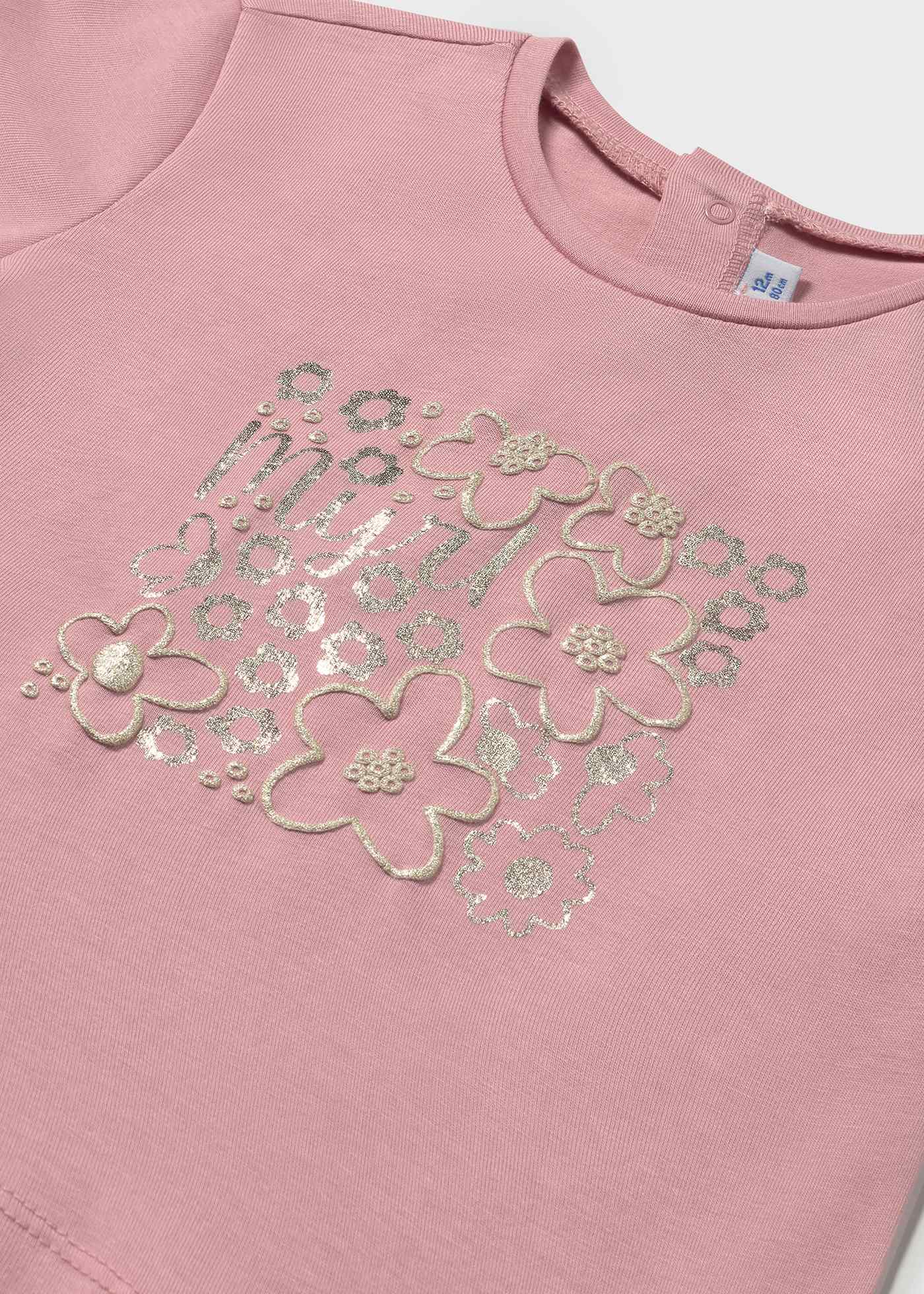 T-shirt básica desenho metalizado bebé