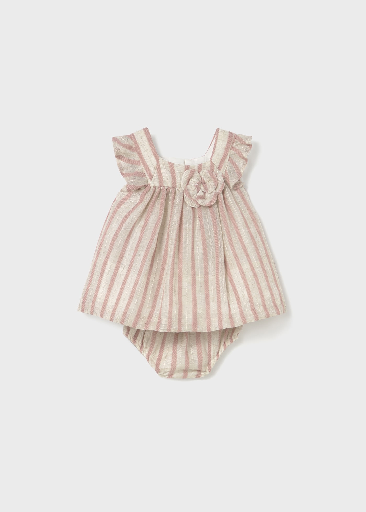 Rochie cu chilotei dungi din in nou-nascut