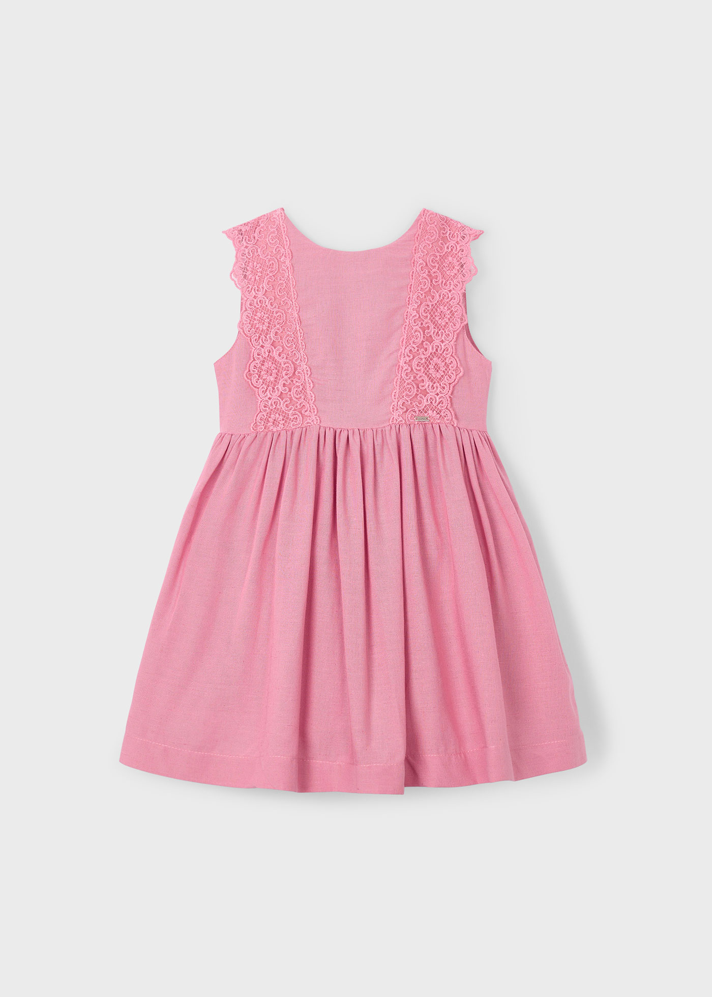 Girl embroidered detail linen dress