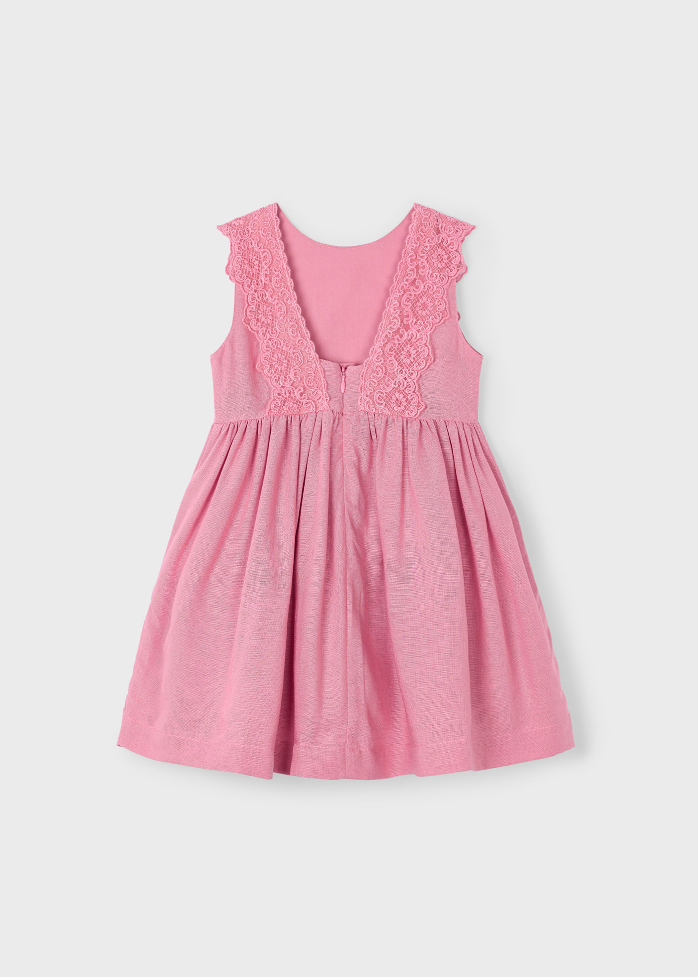 Girl embroidered detail linen dress