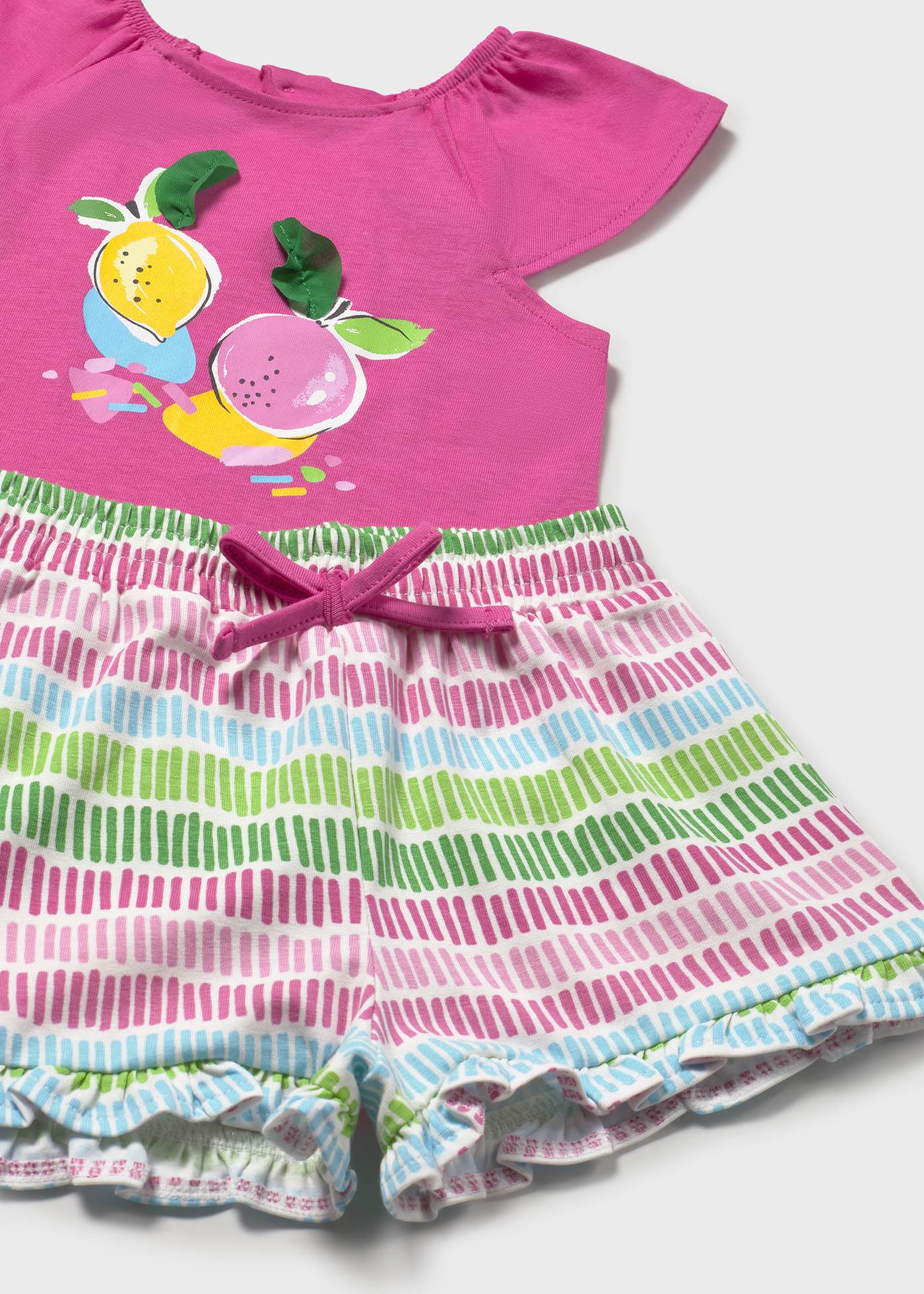 Conjunto pantalón corto y camiseta frutas bebé