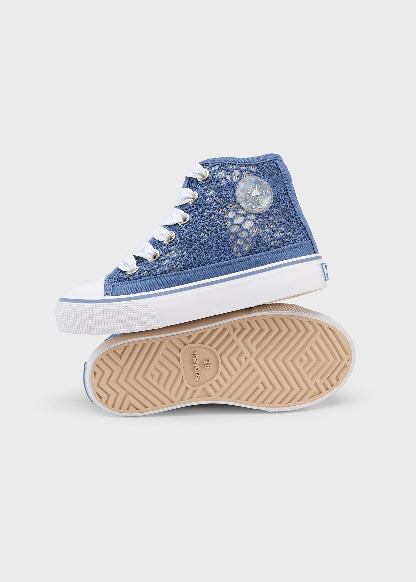 Girl openwork high top trainers