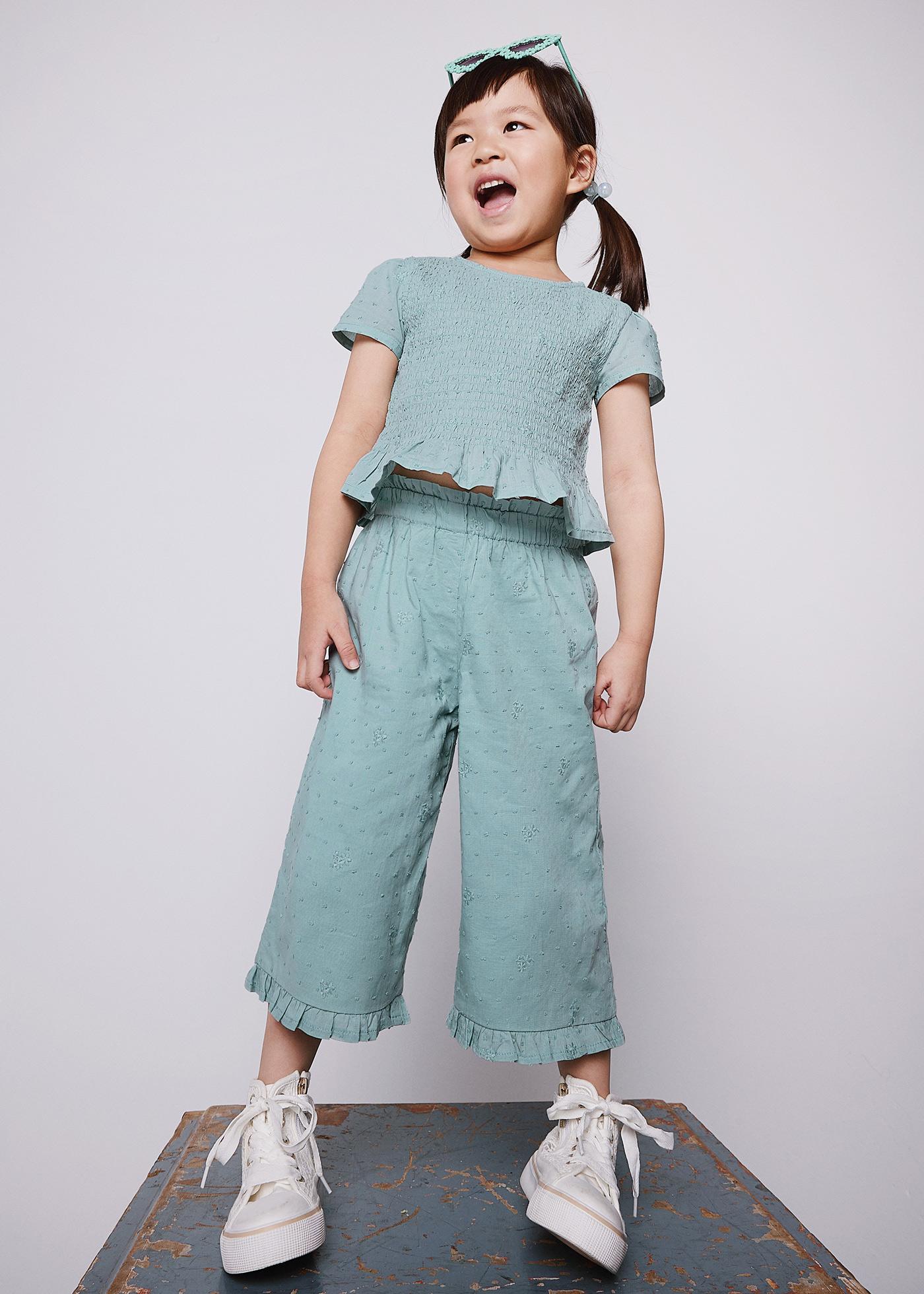 Girl culotte trousers and top set