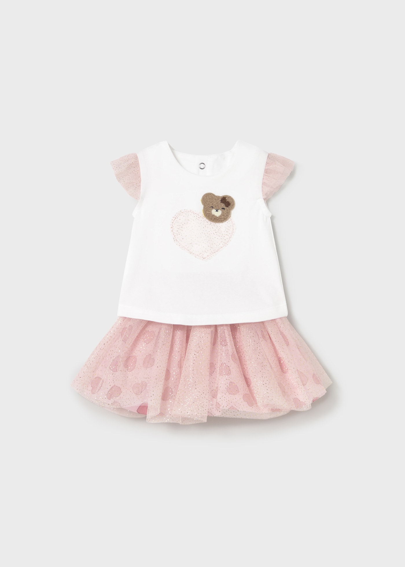 Set fusta tul si tricou nou-nascut