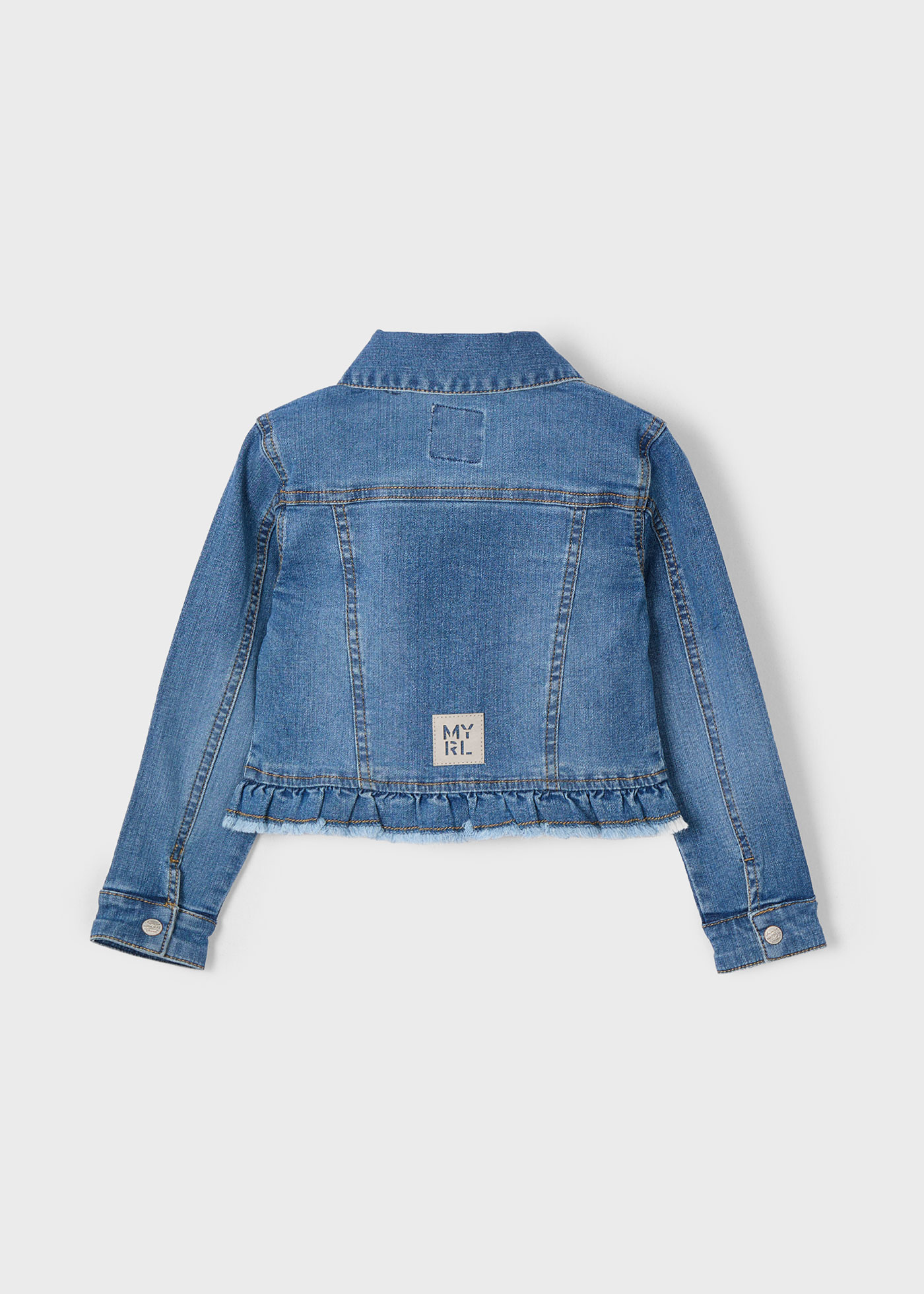 Girl Denim Jacket with Ruffle Hem