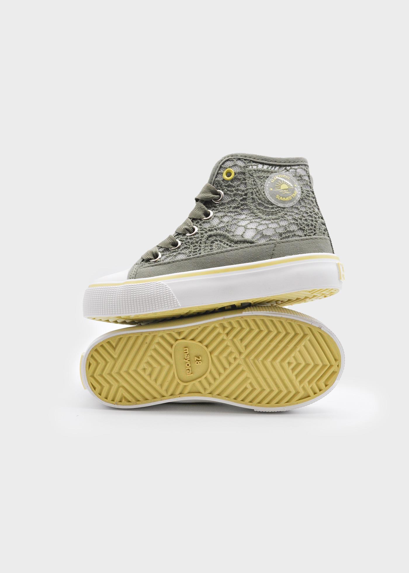 Girl openwork high top trainers