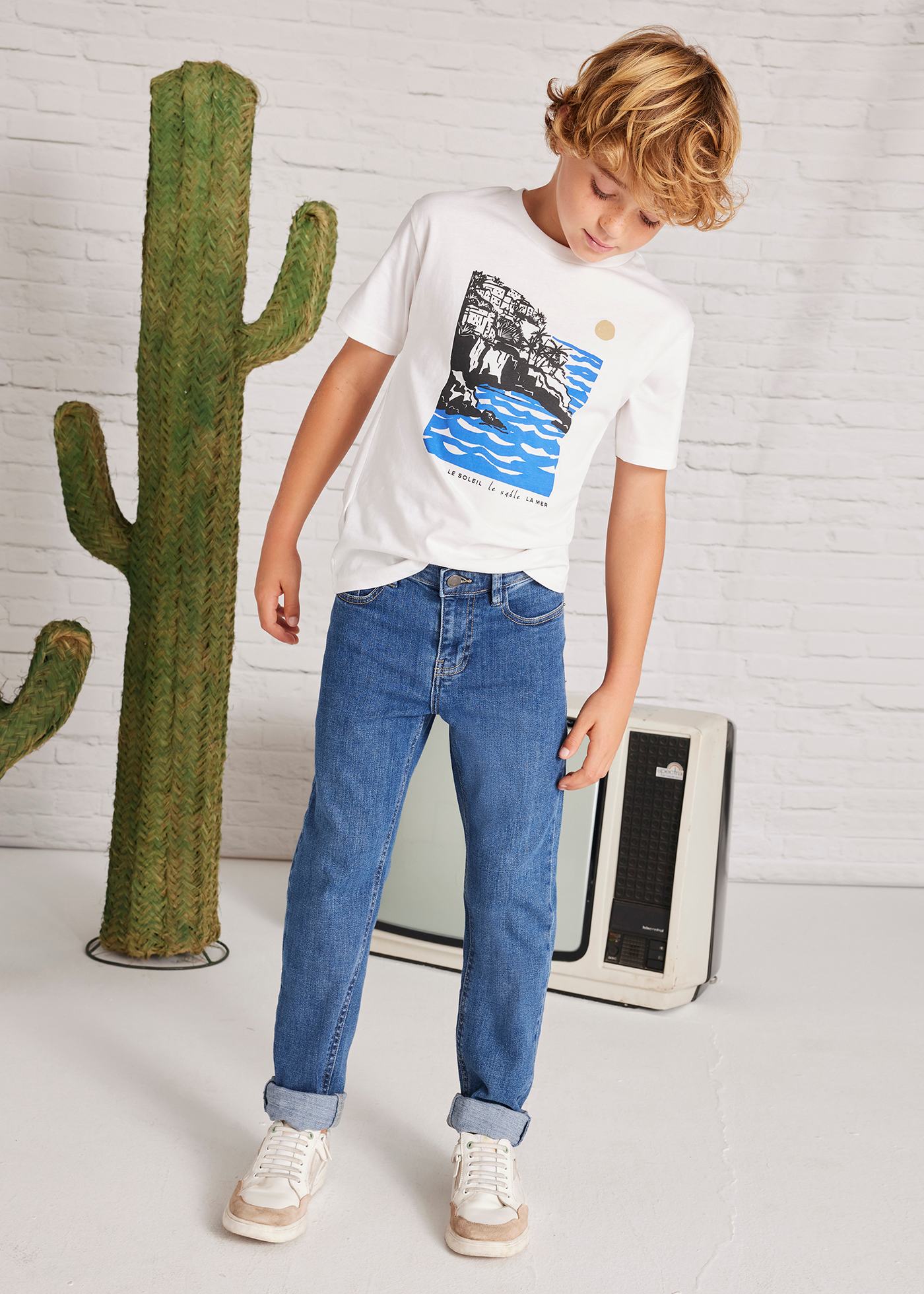Pantaloni denim drepti basic baiat