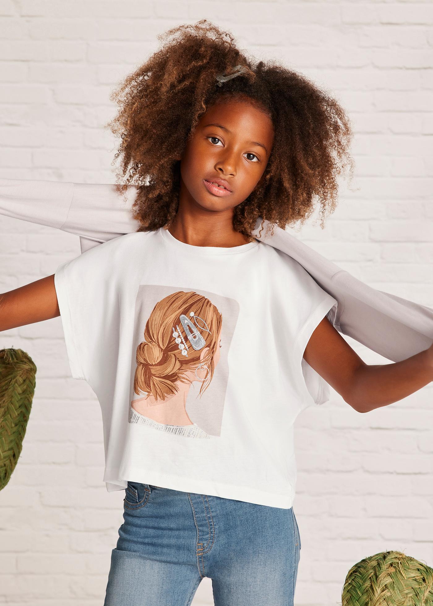 T-shirt avec snap cheveux fille