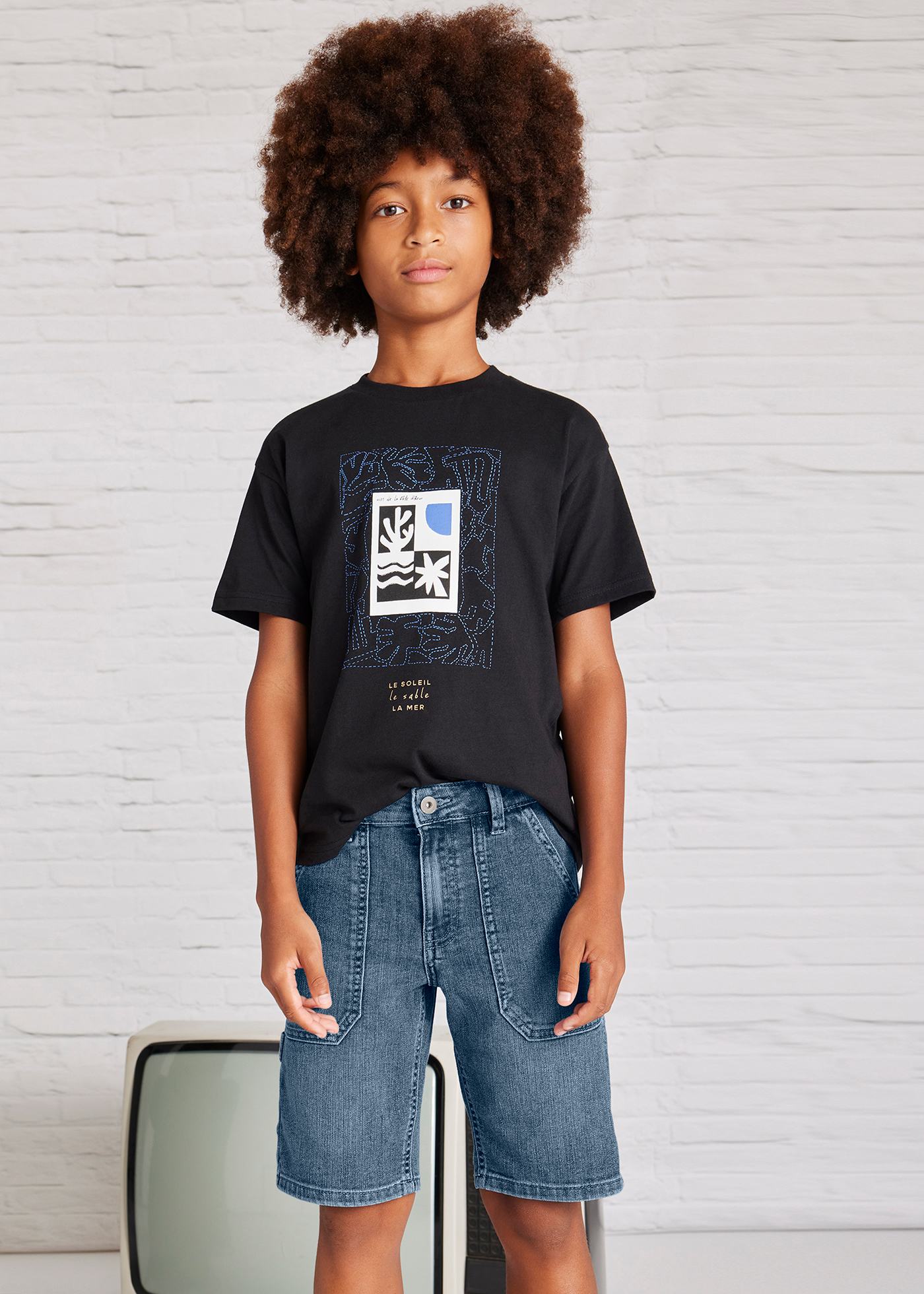Bermuda jeans maxitasche ragazzo
