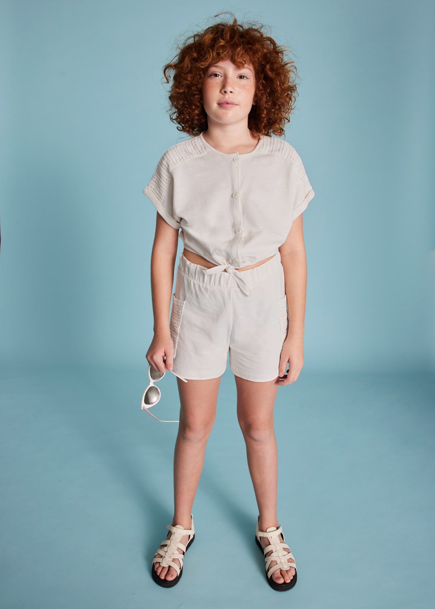 Ensemble short et t-shirt à nœuds fille