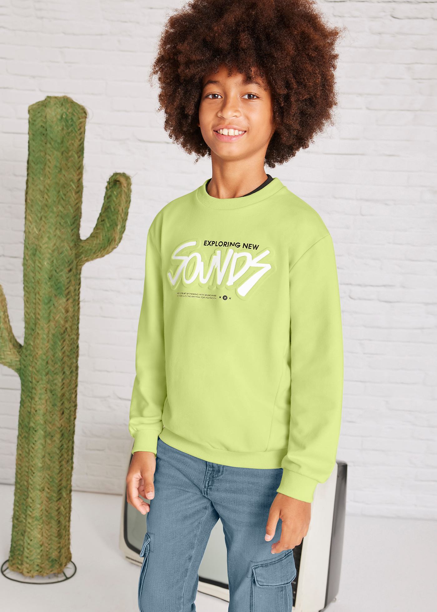 Boy Embossed Print Sweatshirt