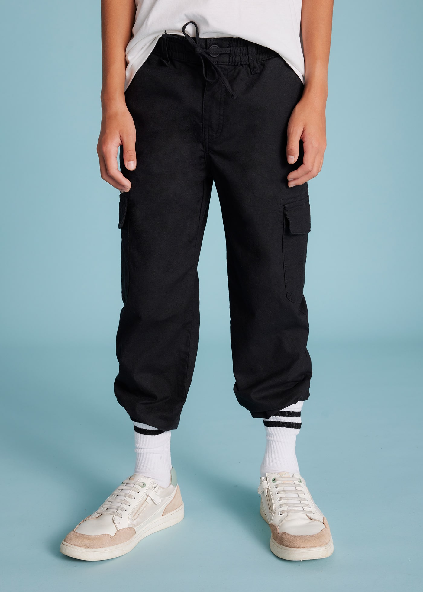 Boy Linen-Blend Cargo Chino Pants