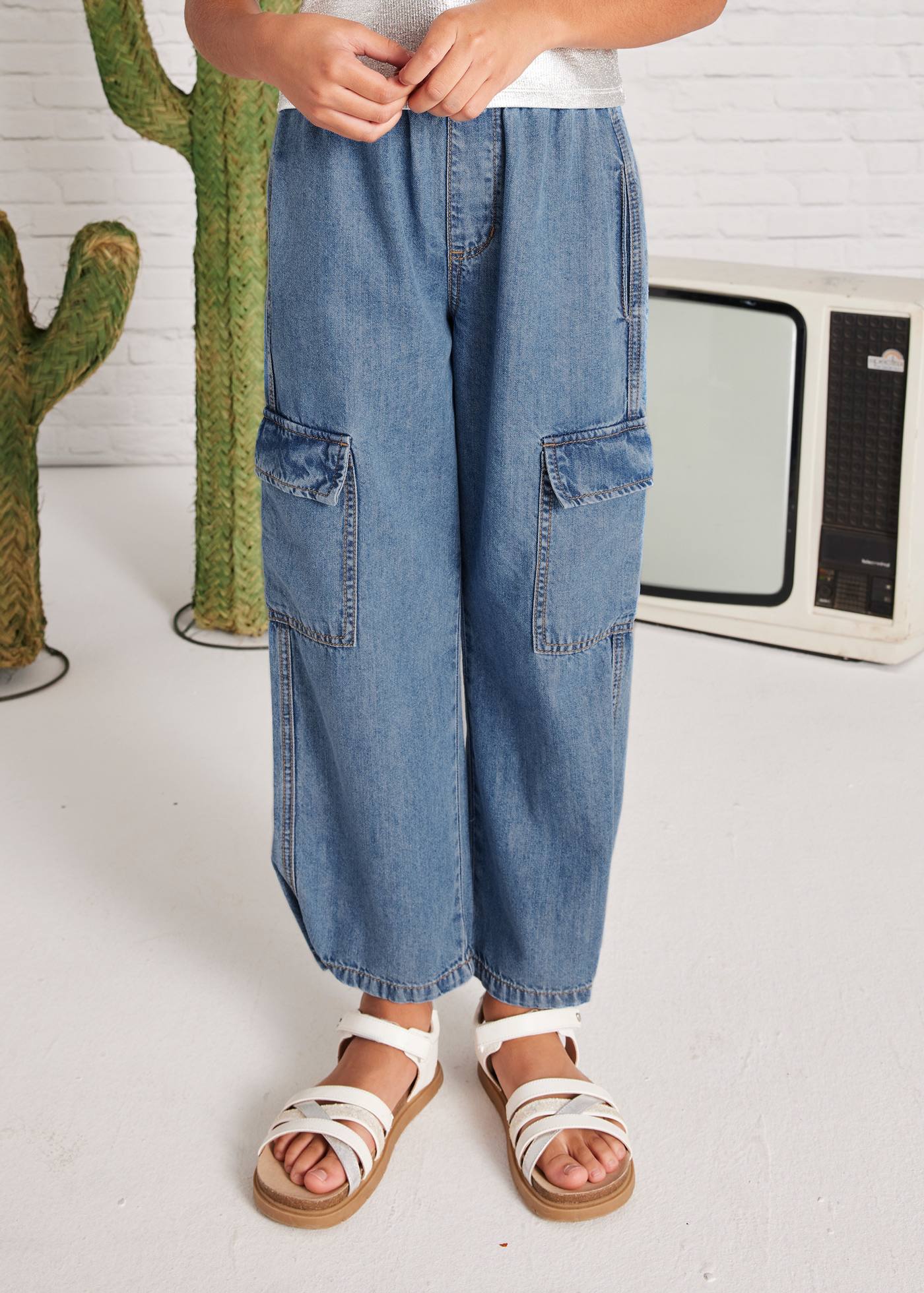 Spodnie jeansowe Relaxed Fit dla dziewczynki
