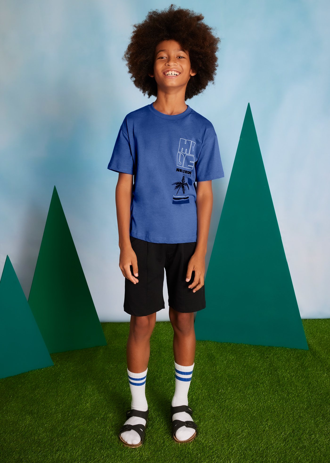 Completo pantaloncino e maglietta palma ragazzo