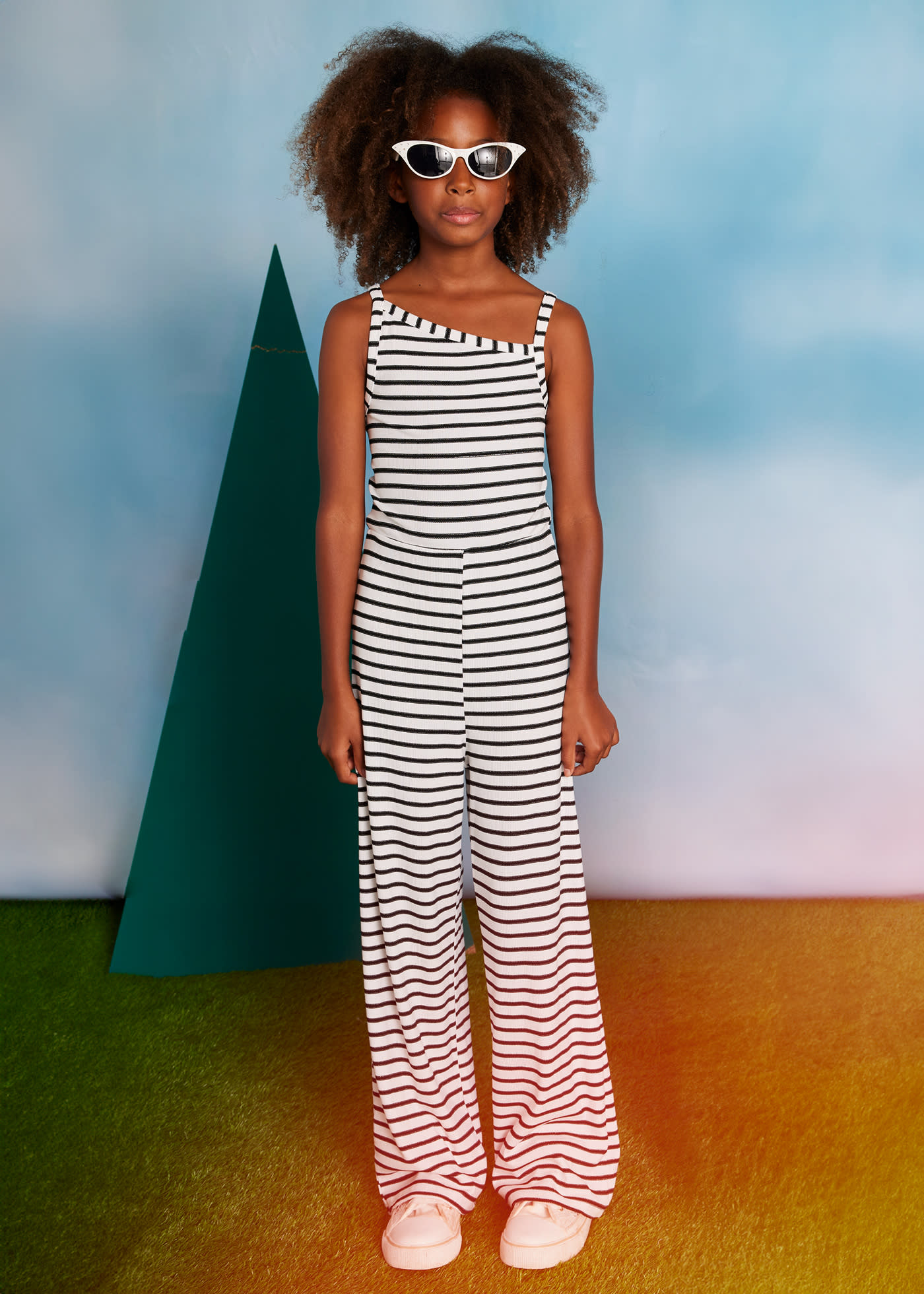 Girl striped jumpsuit