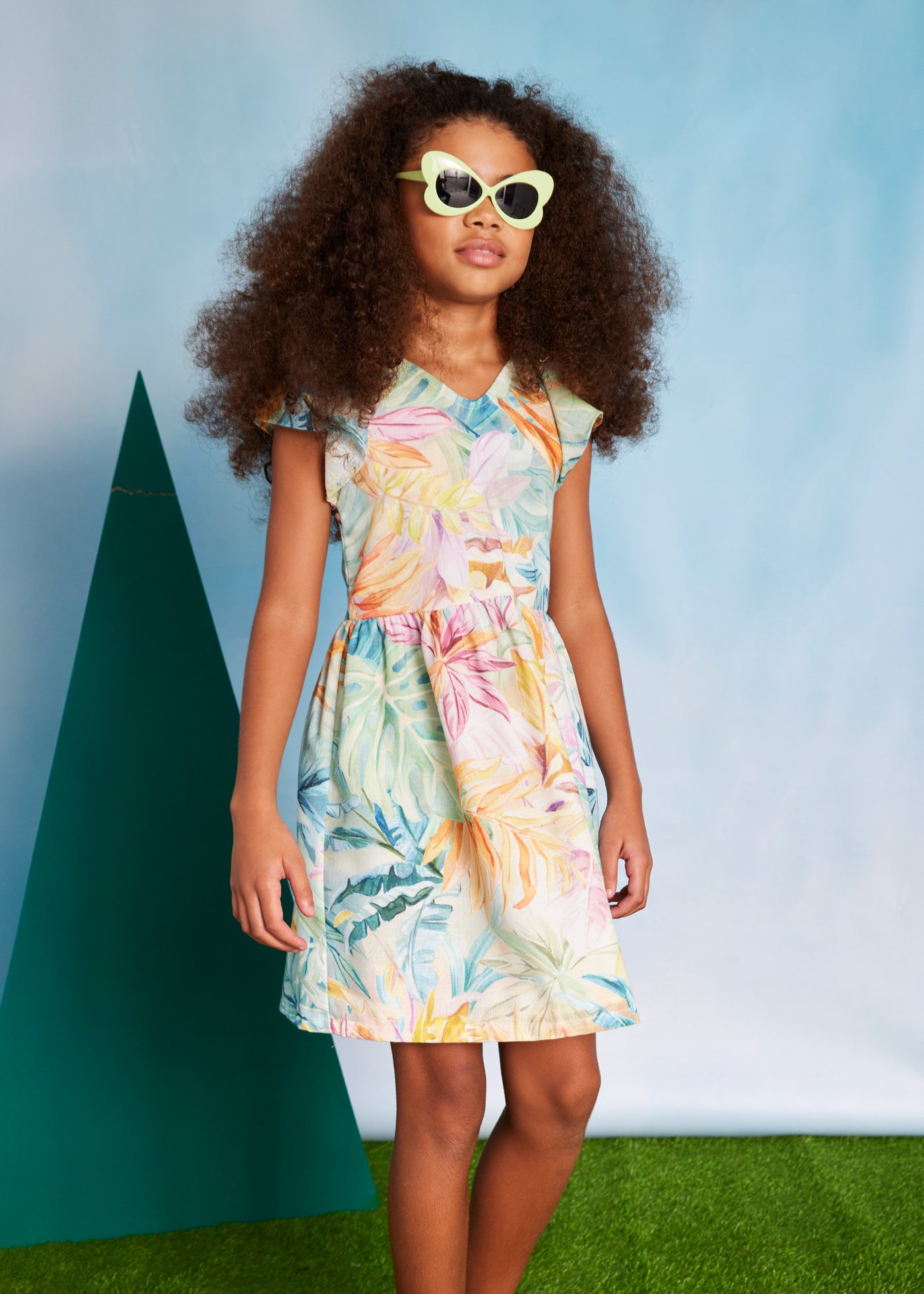 Robe imprimée avec fente au dos fille