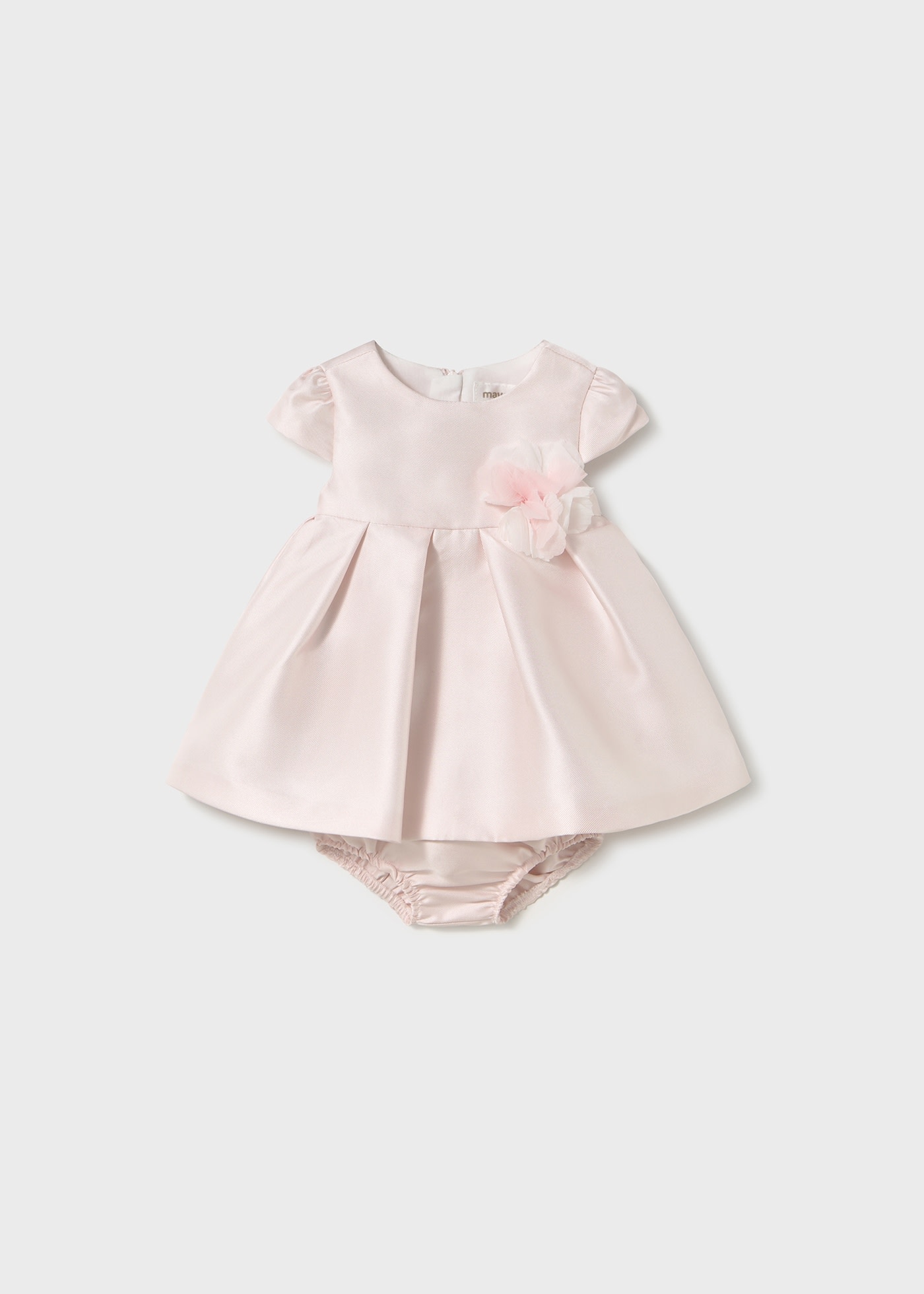 Vestido com tapa fralda mikado recém nascida