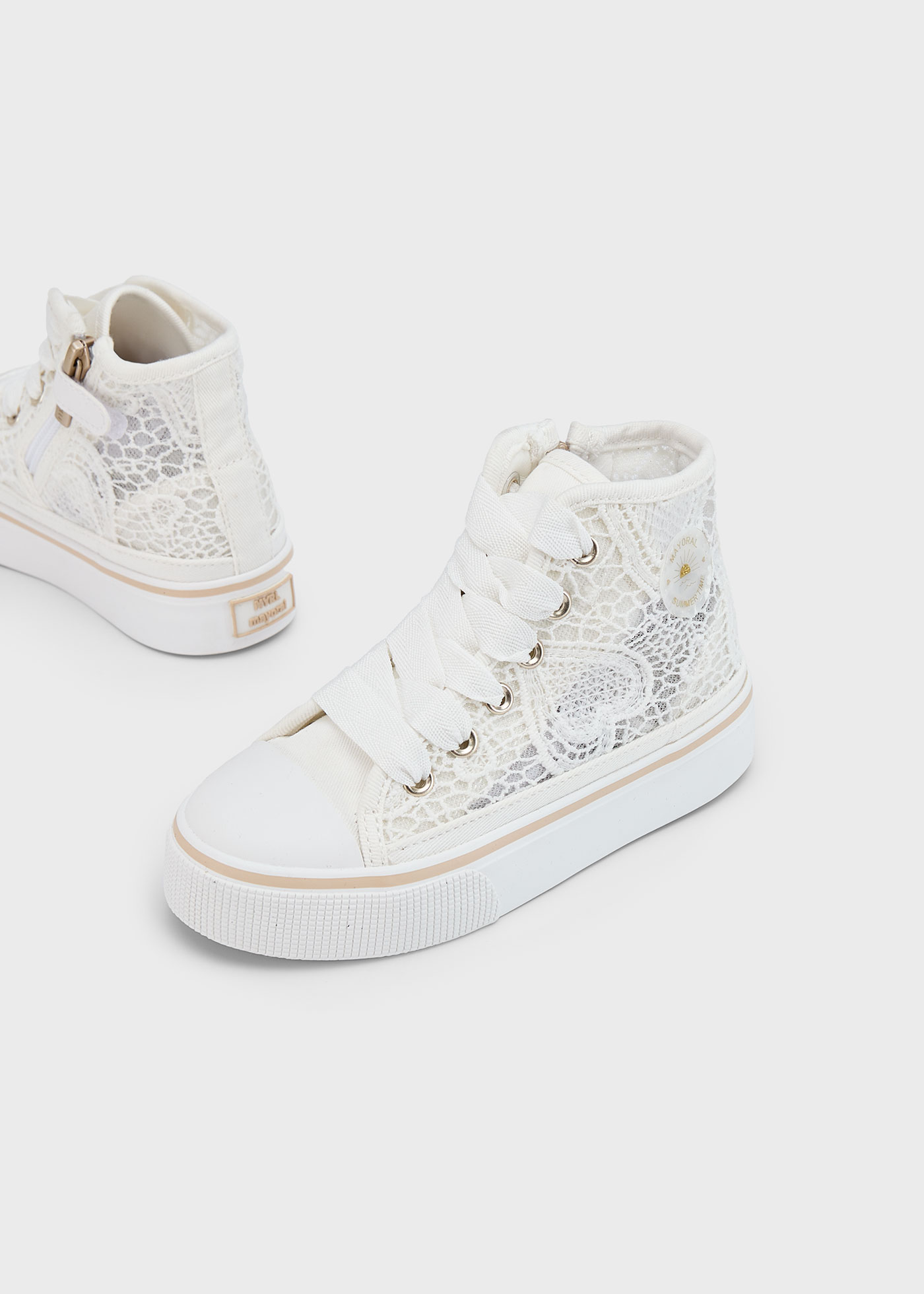 Girl openwork high top trainers