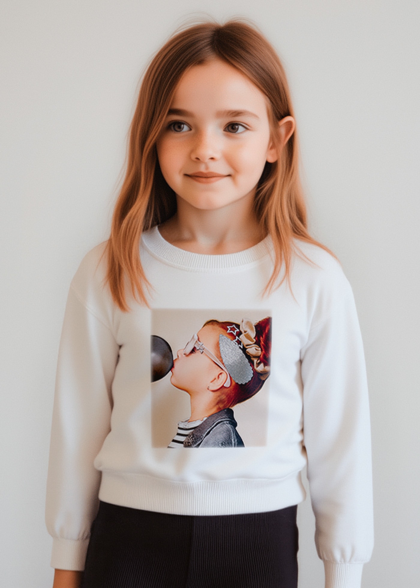 Girl Sweatshirt with Hair Clip