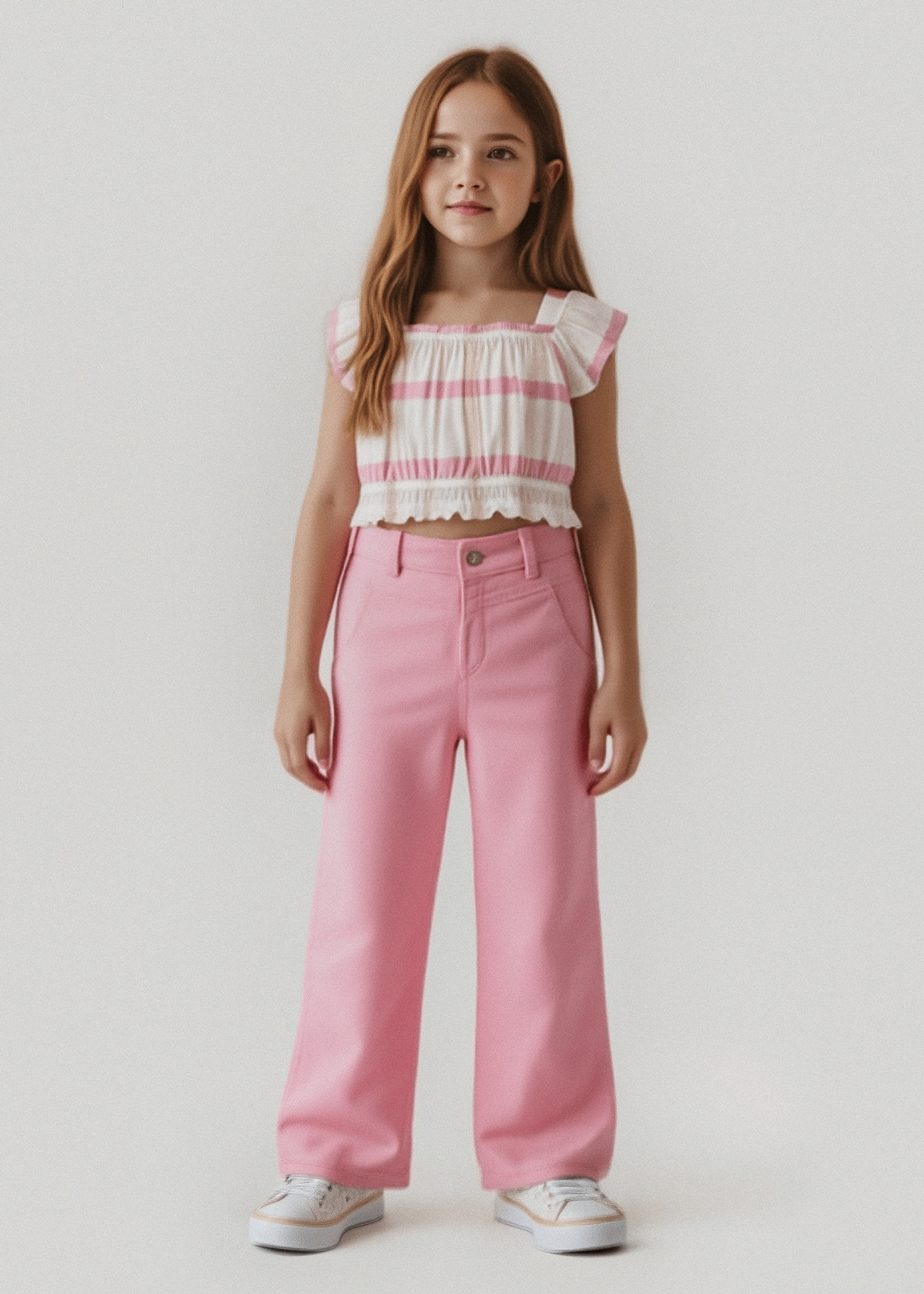 Girl wide fit twill trousers