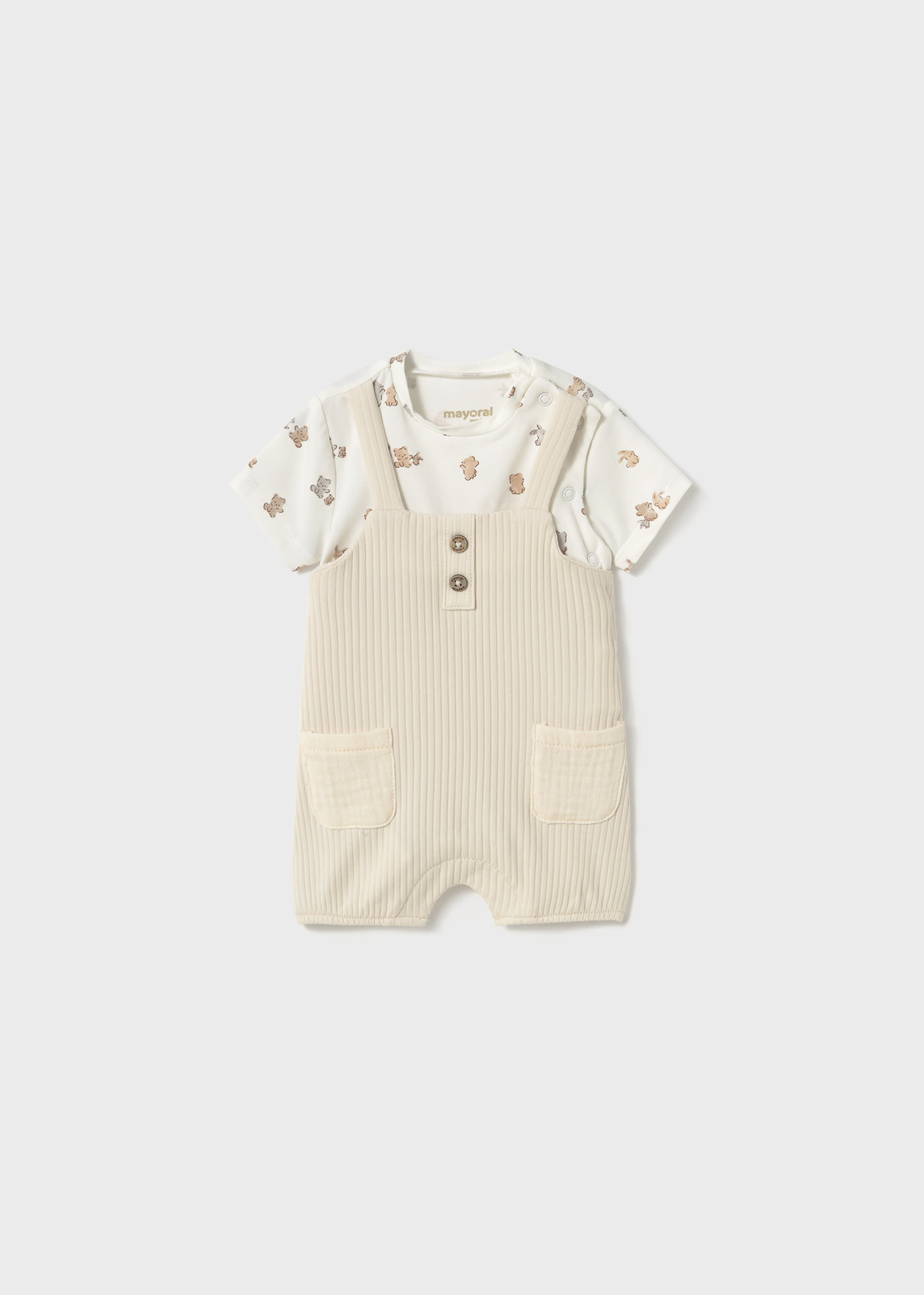 Newborn boy faux dungarees romper