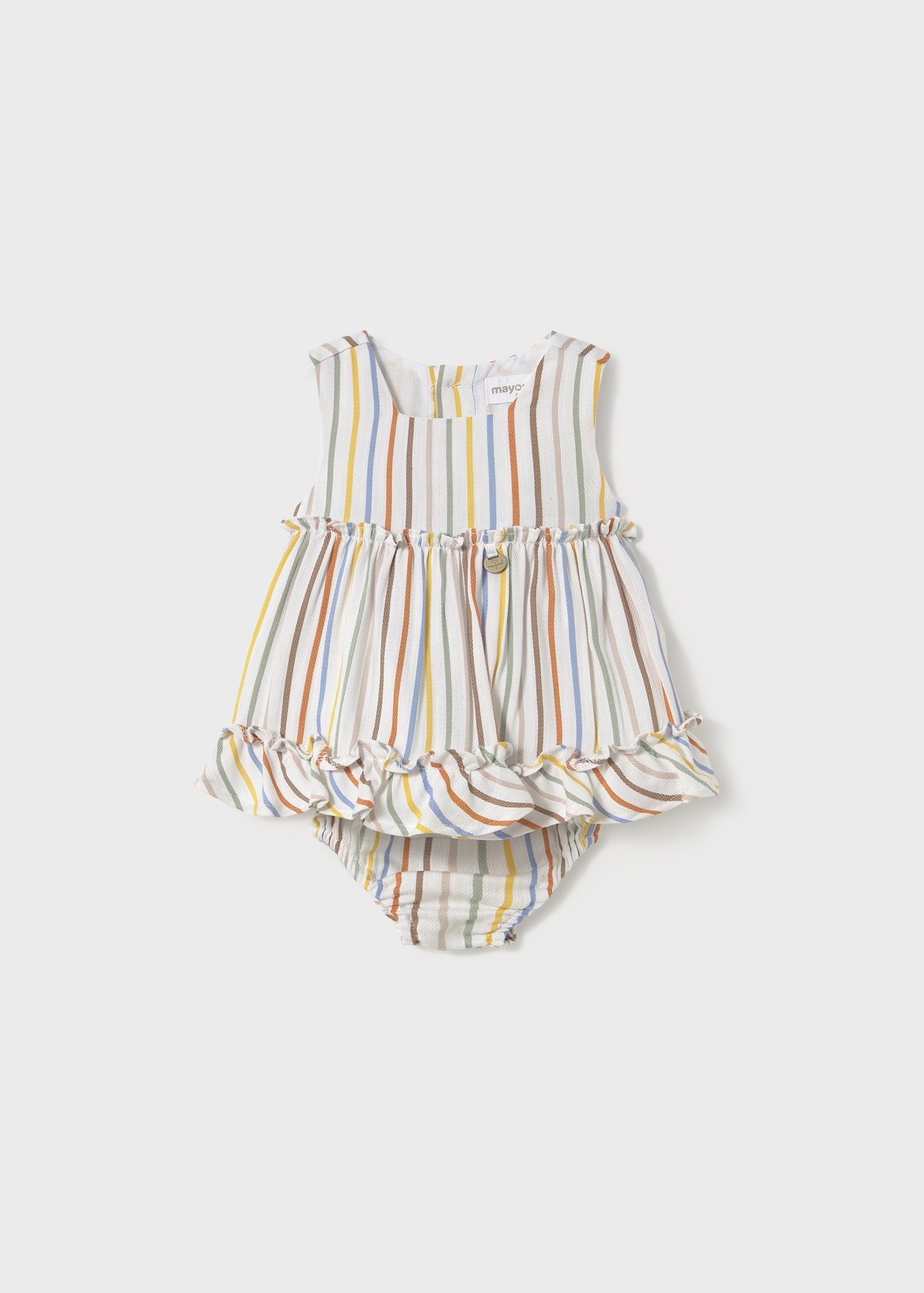 Vestido com tapa fralda riscas recém nascida