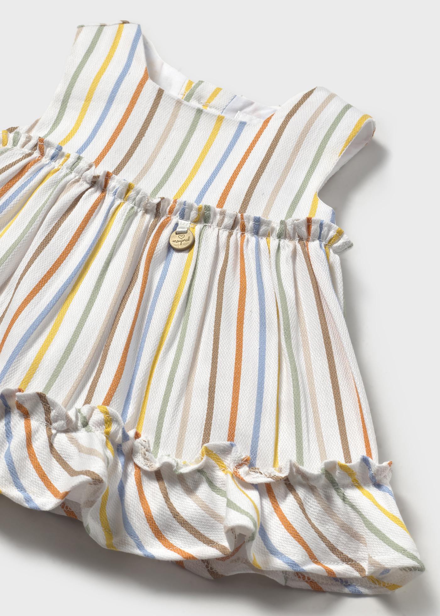 Vestido com tapa fralda riscas recém nascida