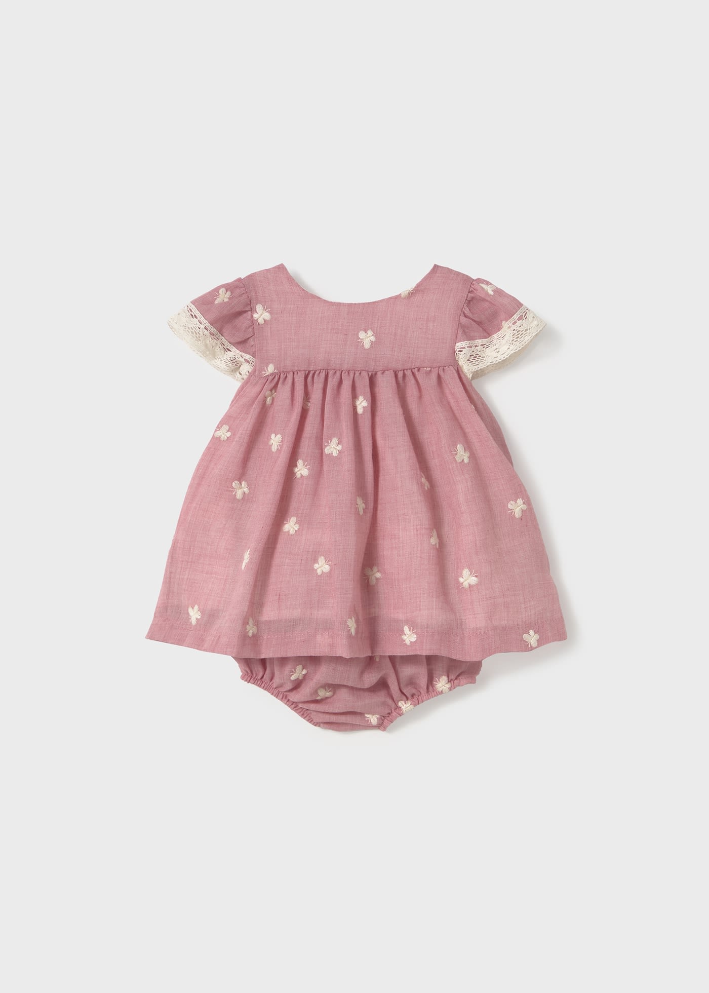 Newborn girl embroidered dress with nappy cover