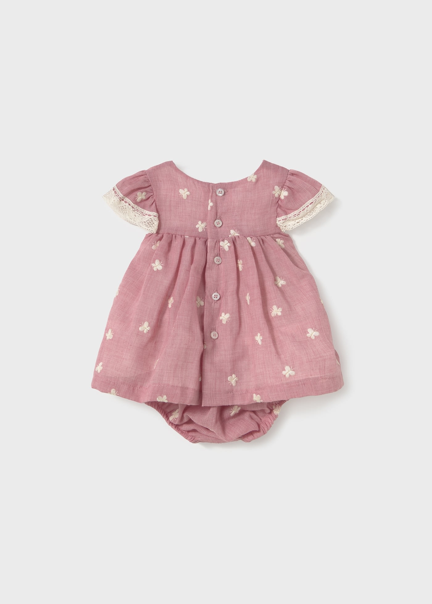 Newborn girl embroidered dress with nappy cover