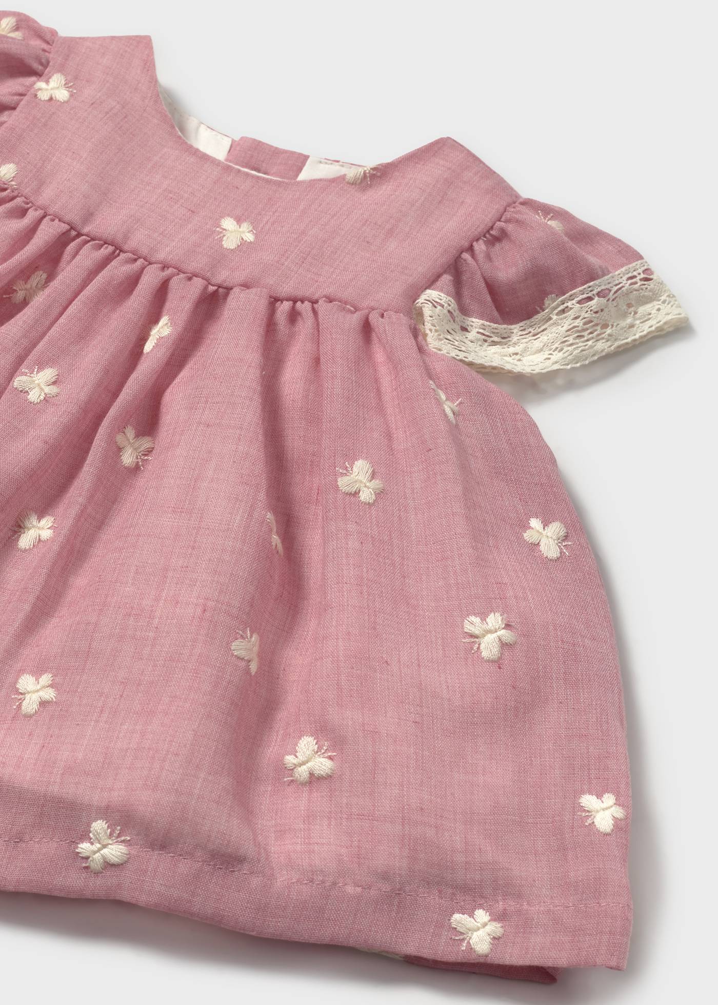 Newborn girl embroidered dress with nappy cover