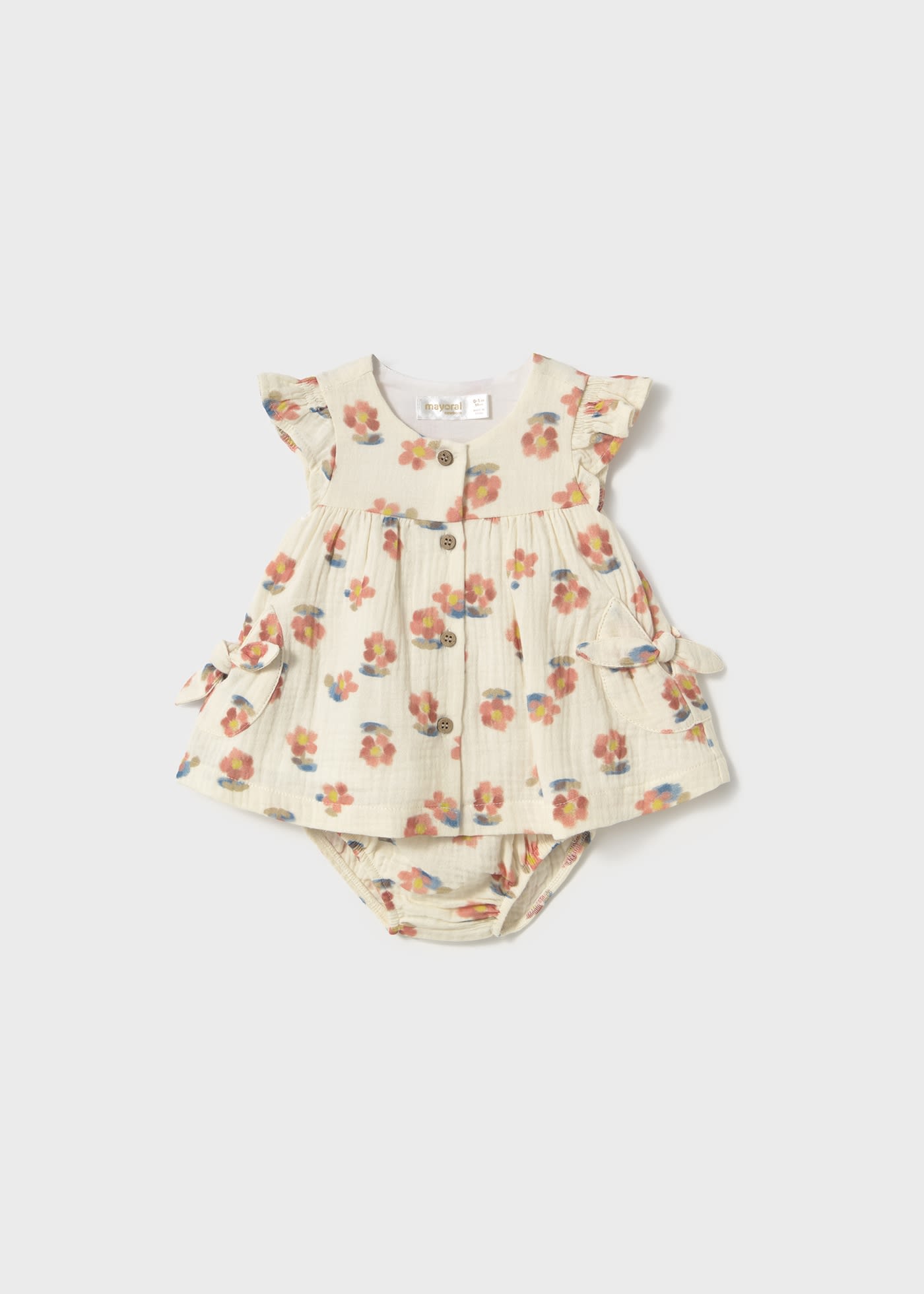 Vestito con copri pannolino bottoni neonata