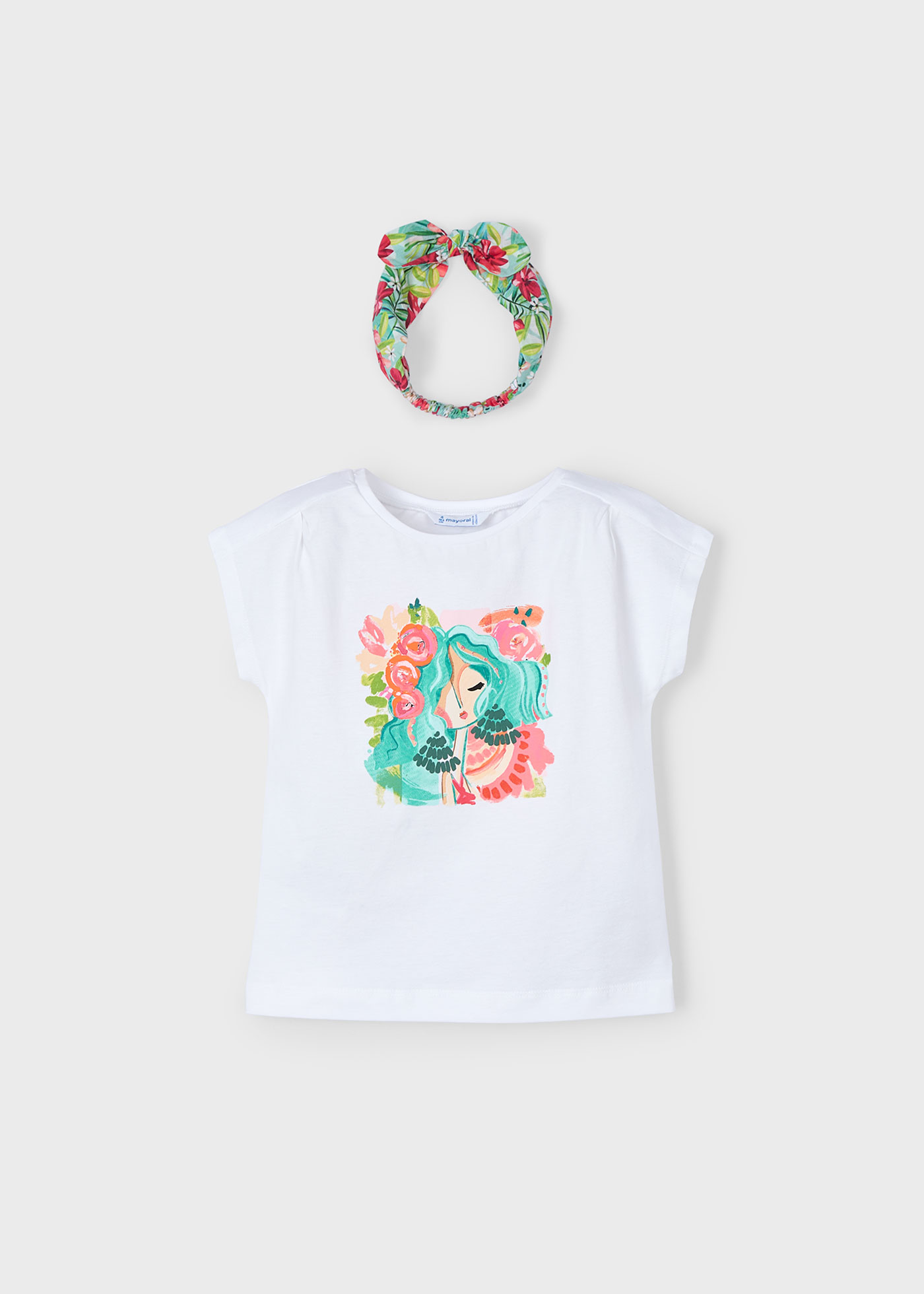 Camiseta con diadema estampada niña