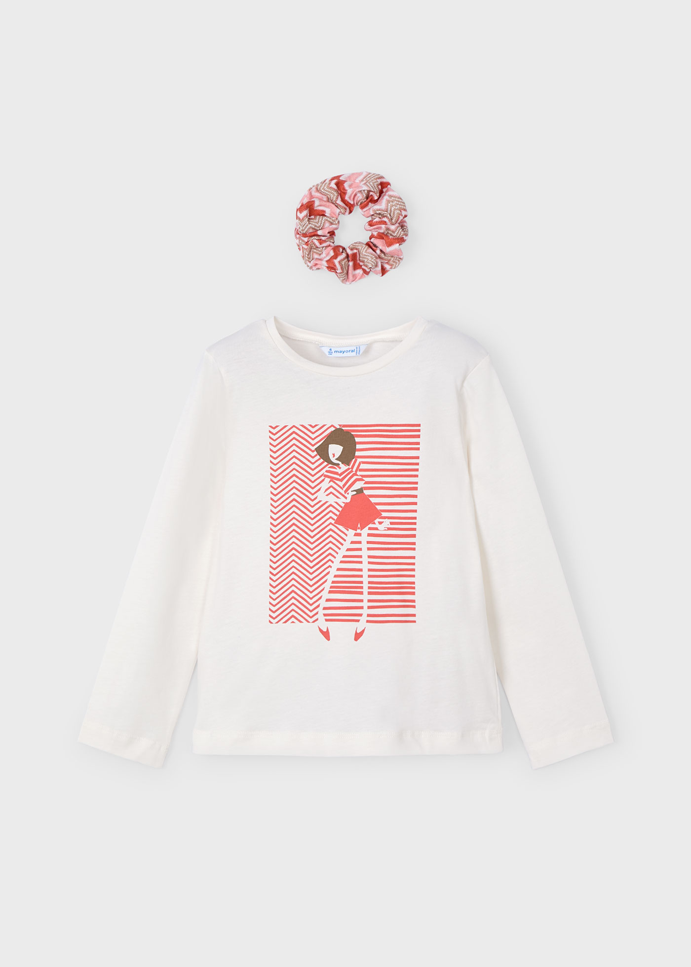 Girl Long-Sleeve T-Shirt with Hair Tie