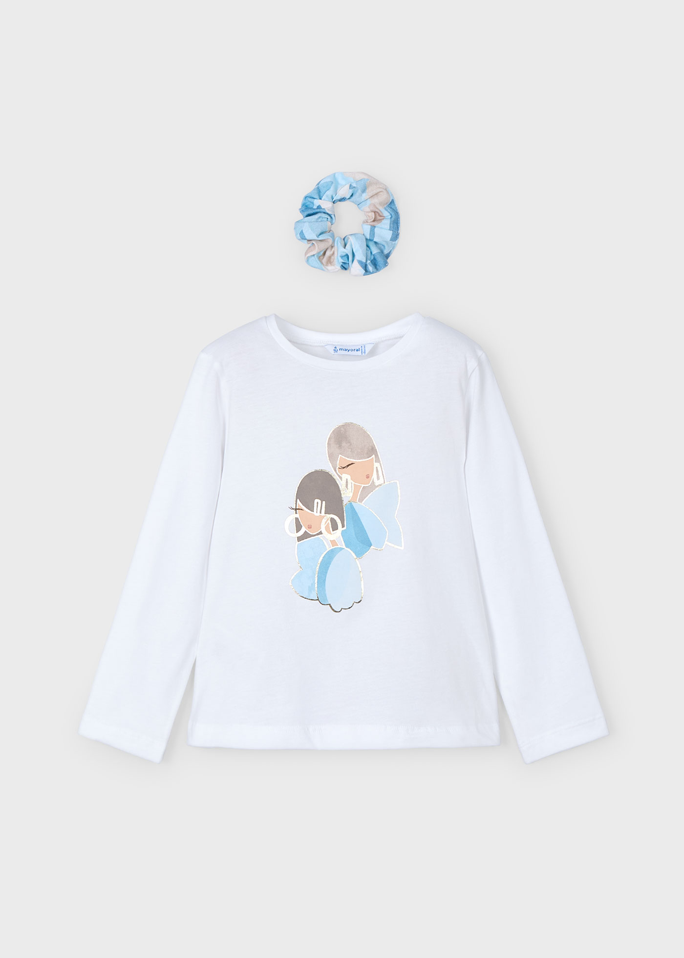 Playera manga larga con scrunchie niña