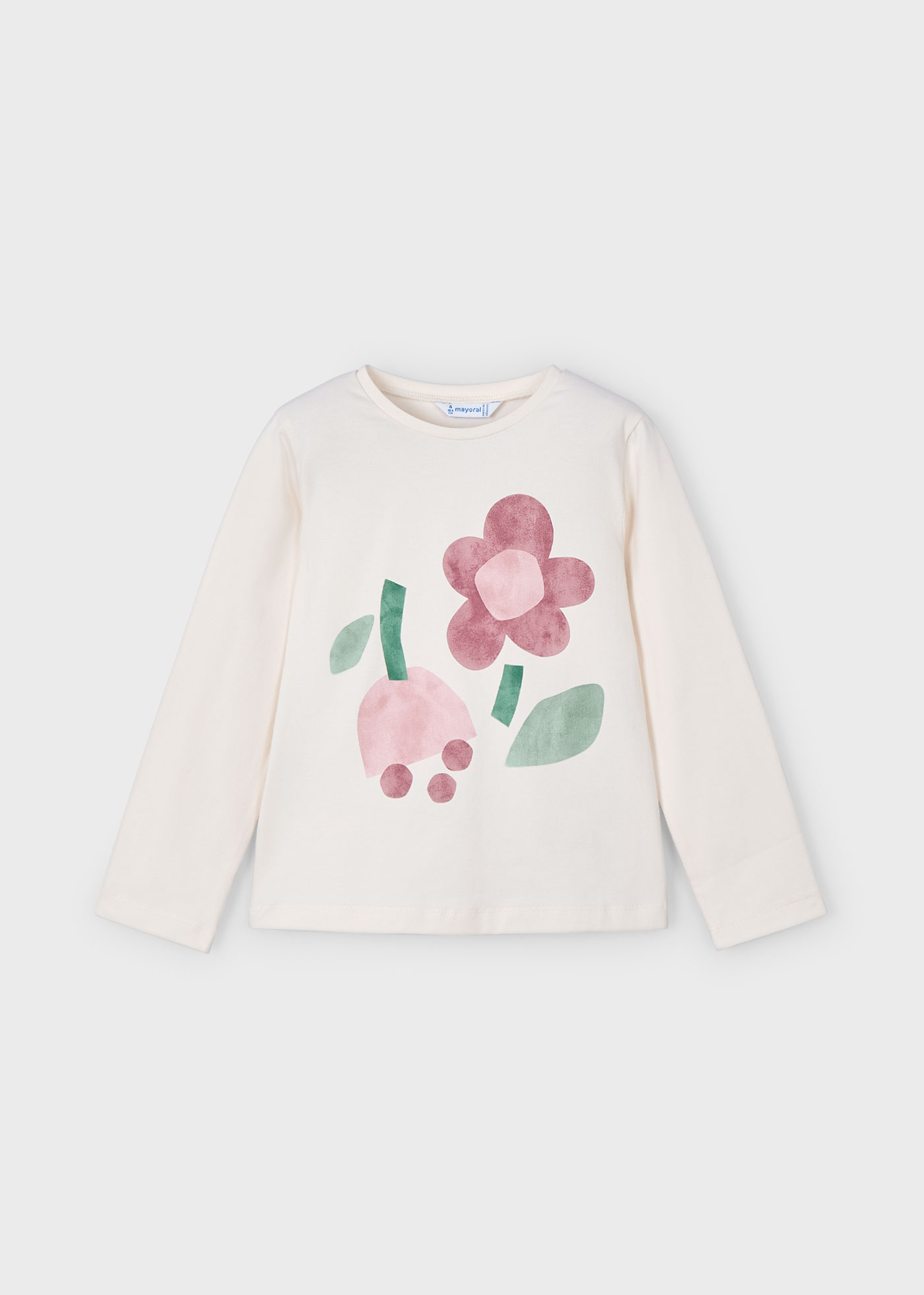 Camiseta manga larga flores niña