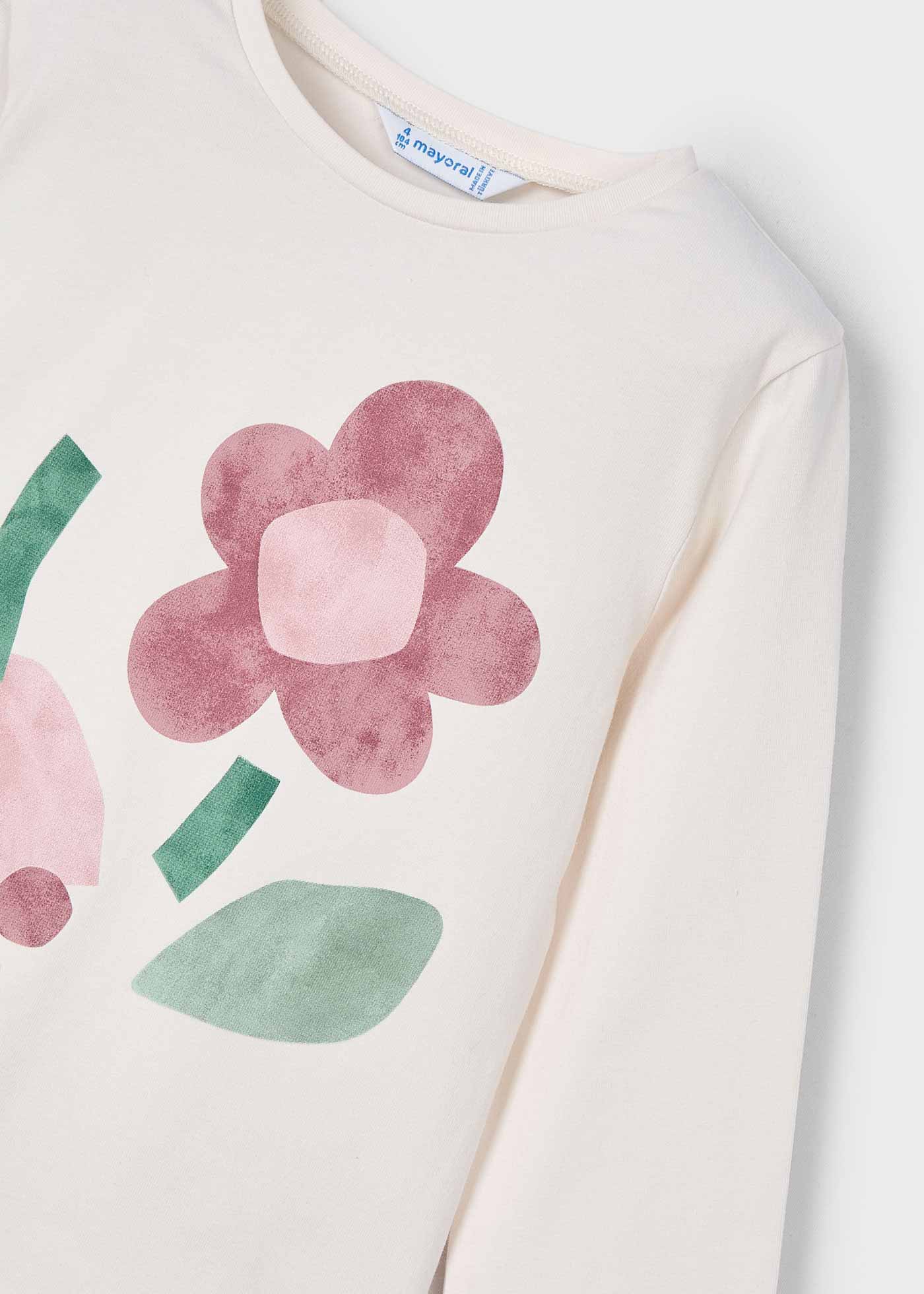 Maglietta manica lunga fiori bambina