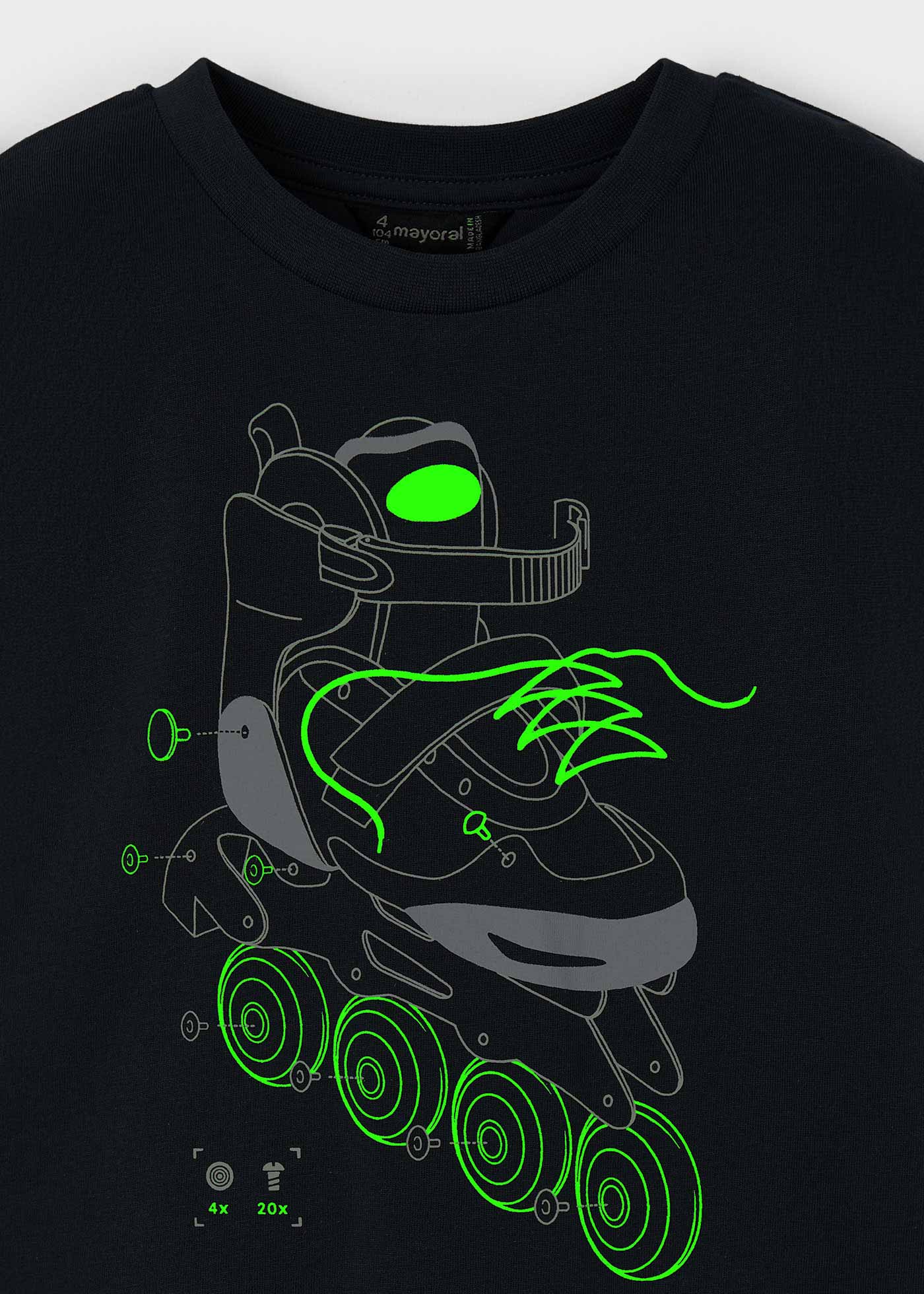 Tricou patine fosforescent baiat