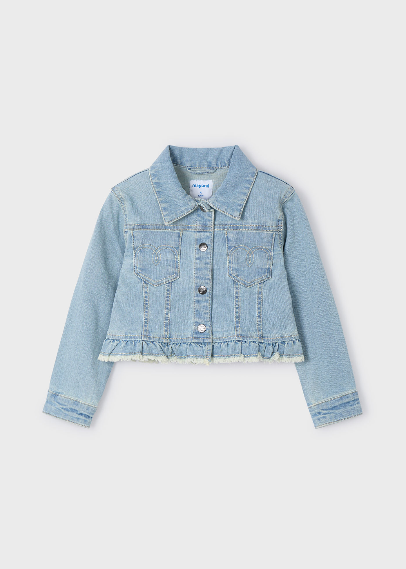 Girl ruffle hem denim jacket