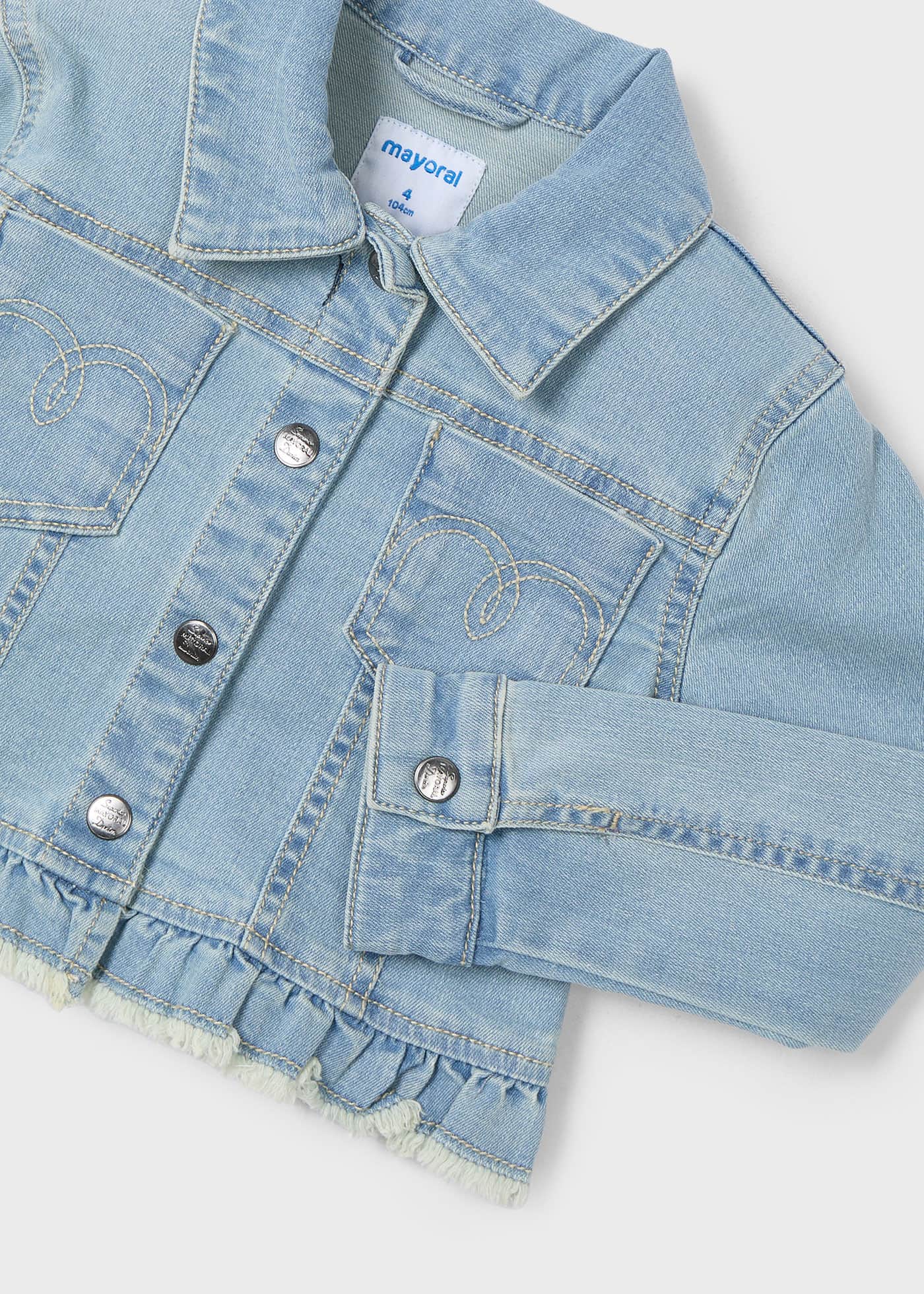 Jeansjacke Rüschensaum Mädchen