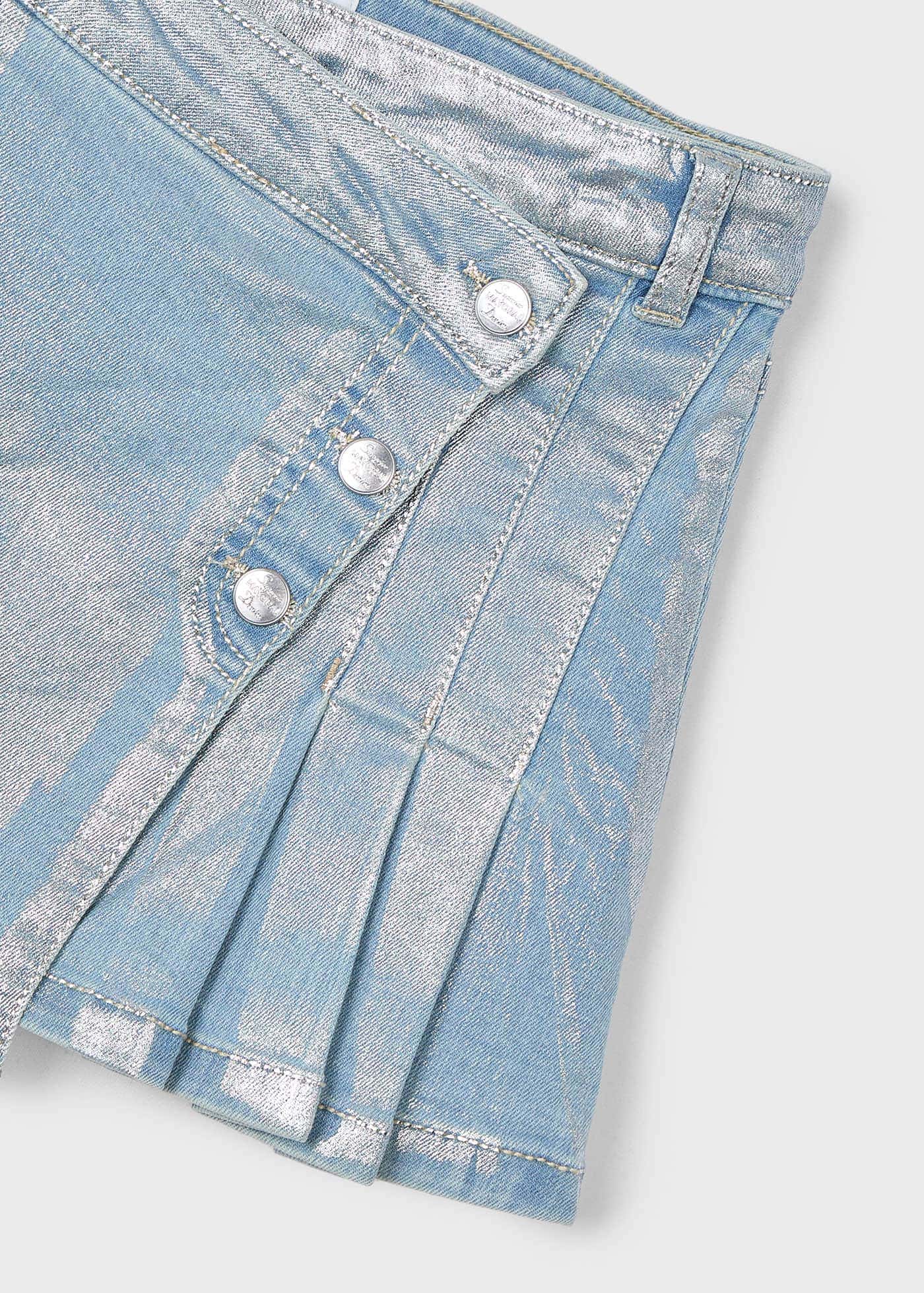 Girl pleated detail denim skirt