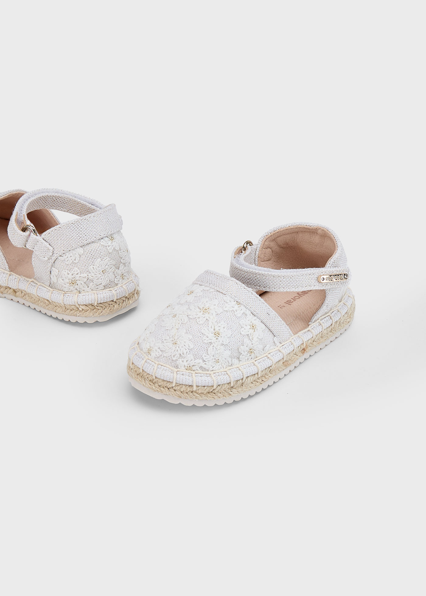 Espadrile metalizate flori bebe