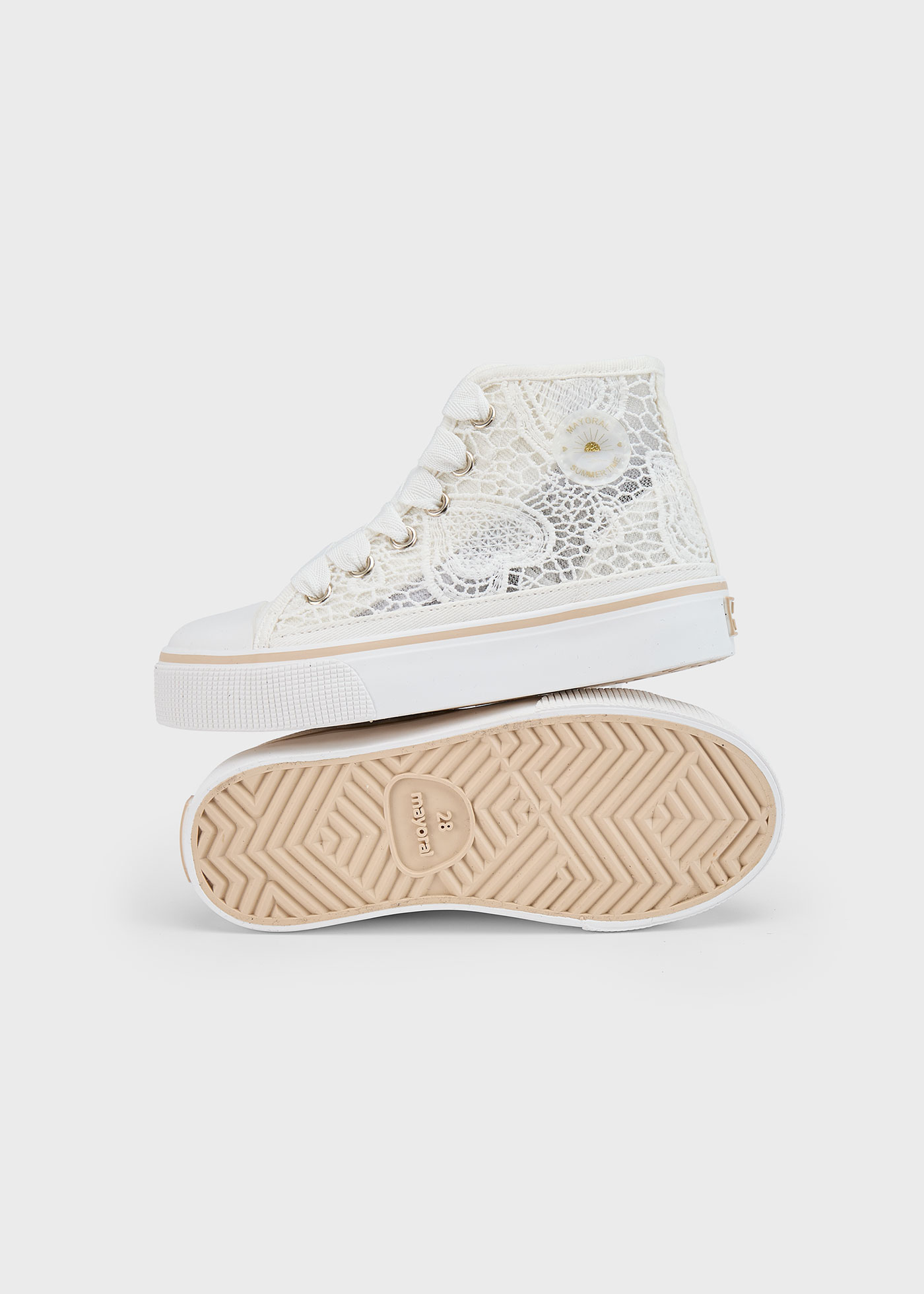 Girl openwork high top trainers