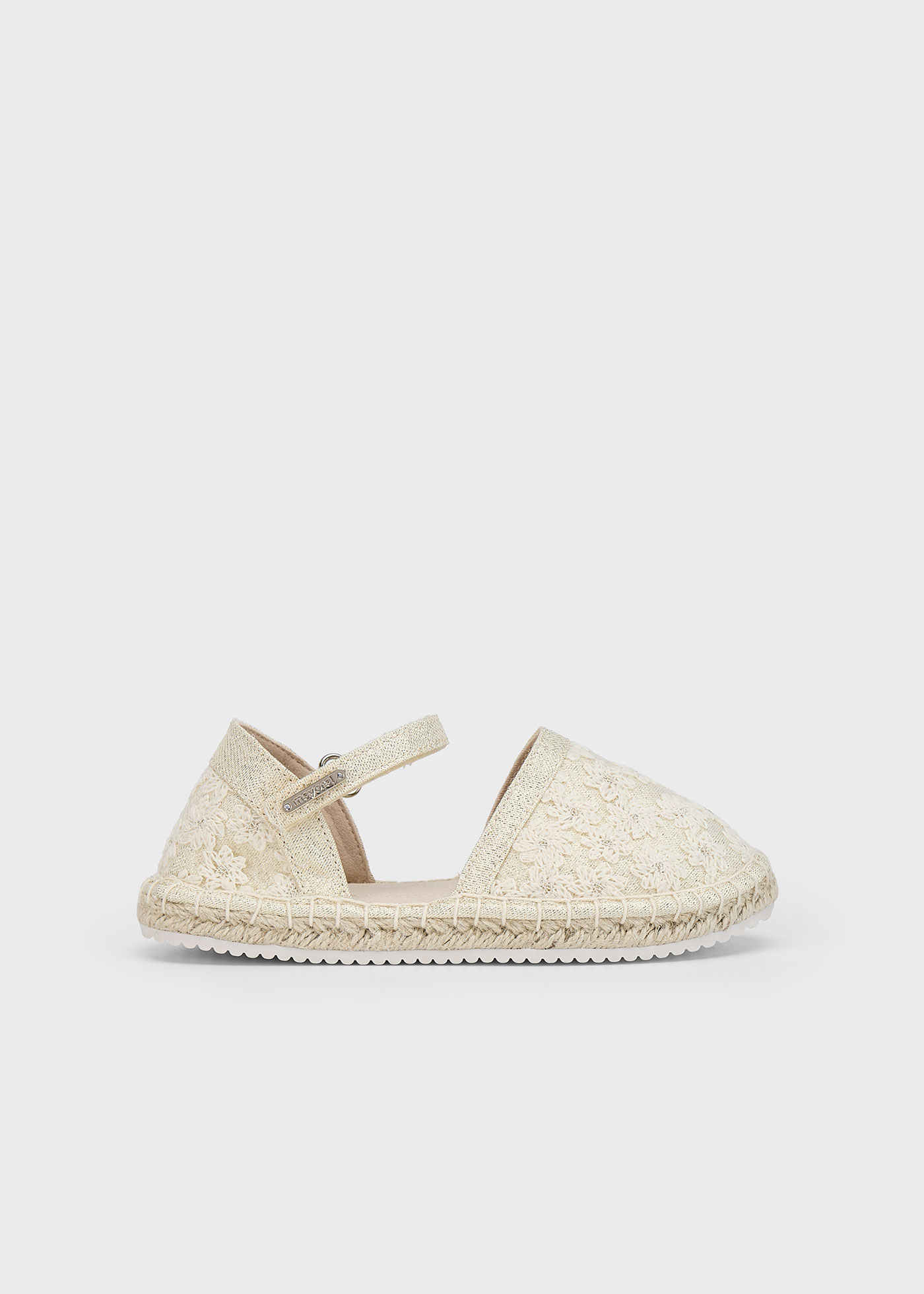 Espadrile metalizate flori fetita