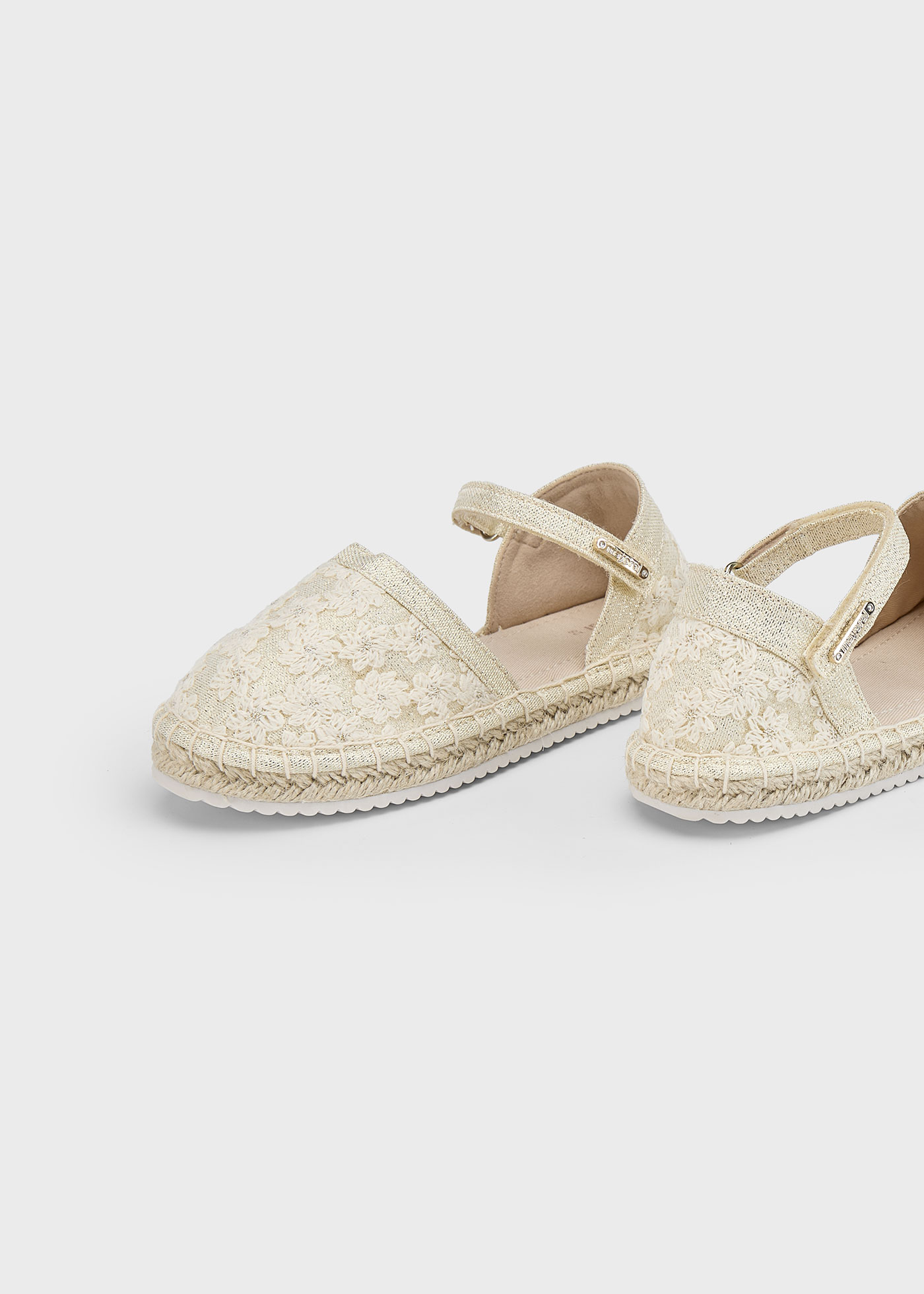 Espadrile metalizate flori fetita